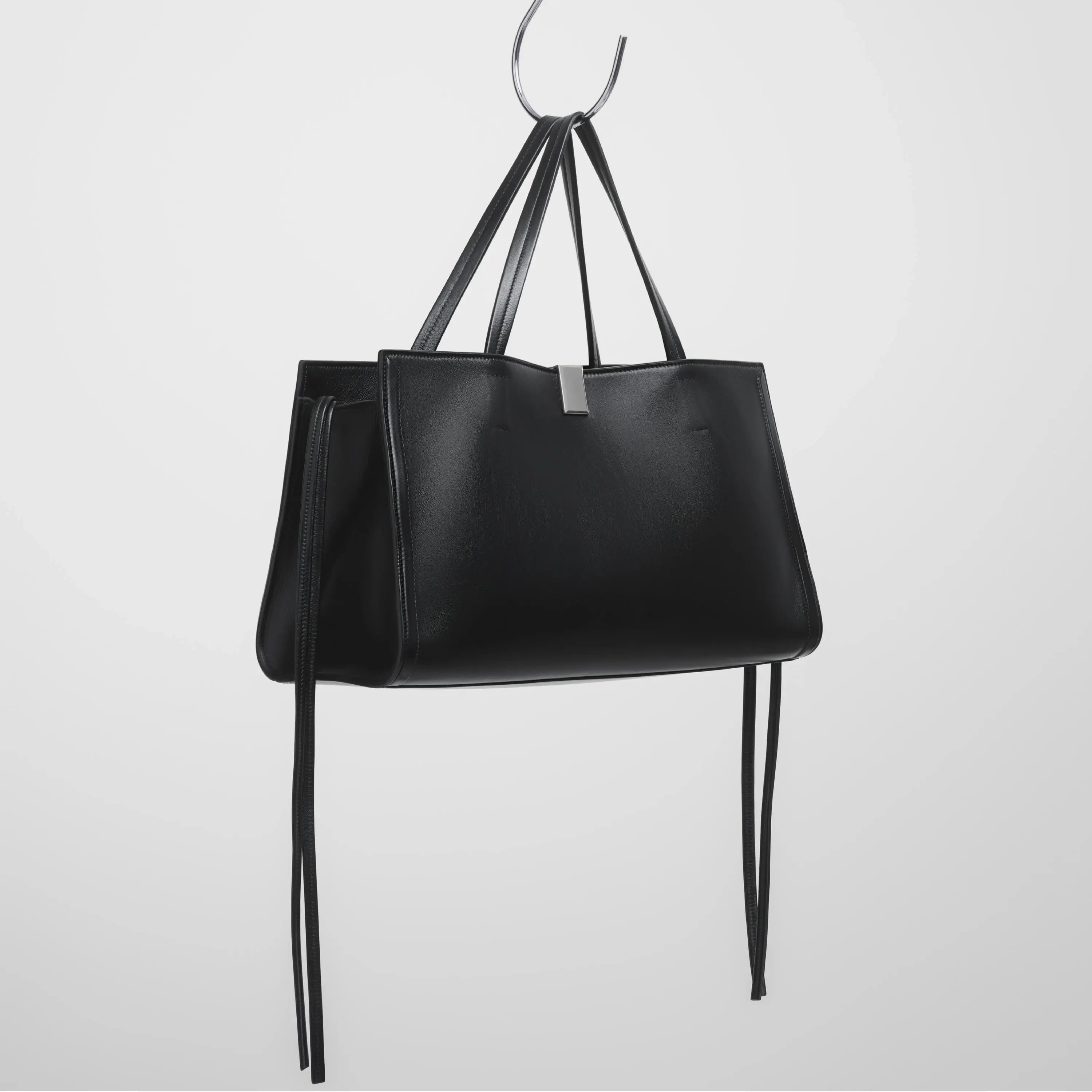 SMALL KIT CABAS | black leather with silver