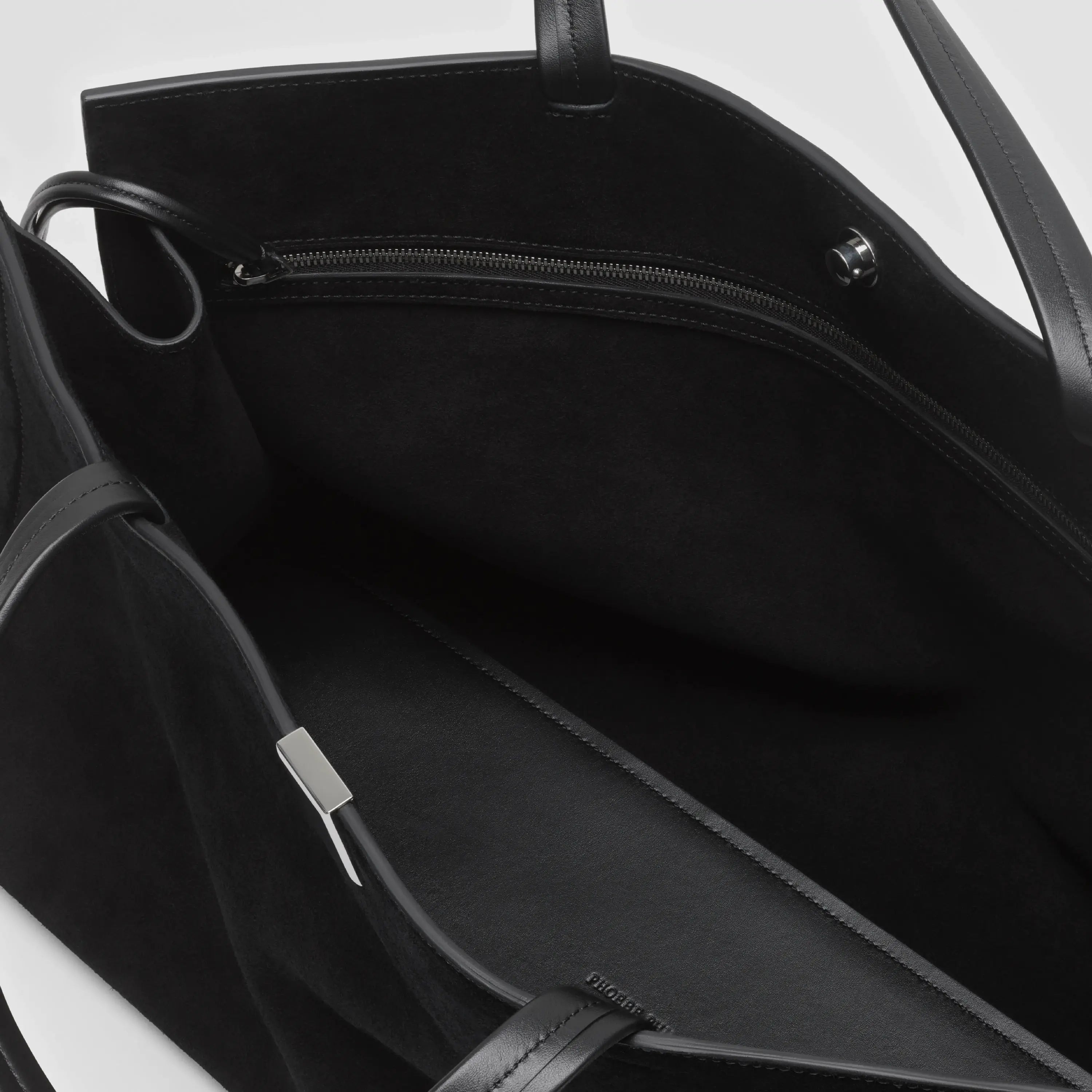 MEDIUM KIT CABAS | black suede with silver