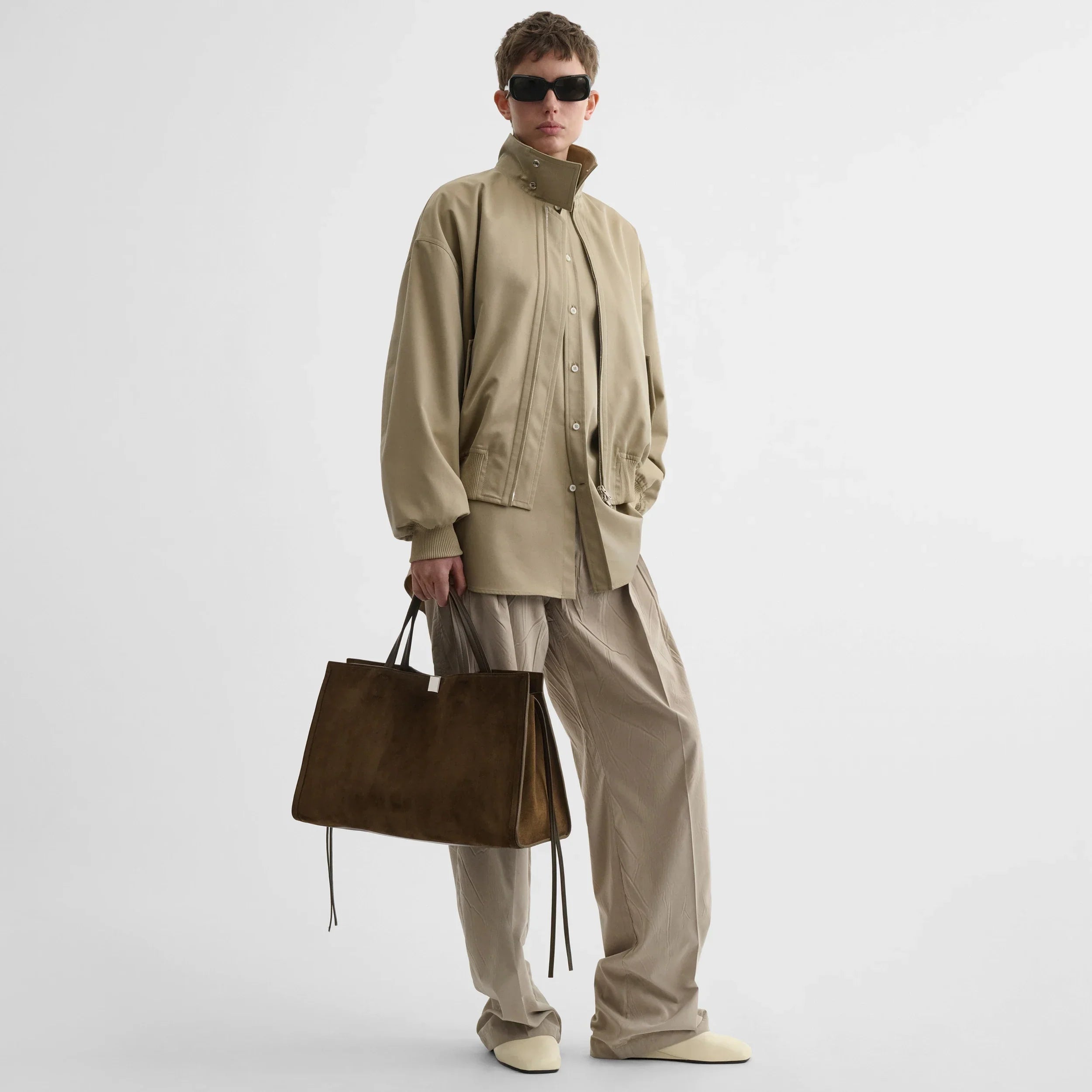 MEDIUM KIT CABAS | khaki suede leather
