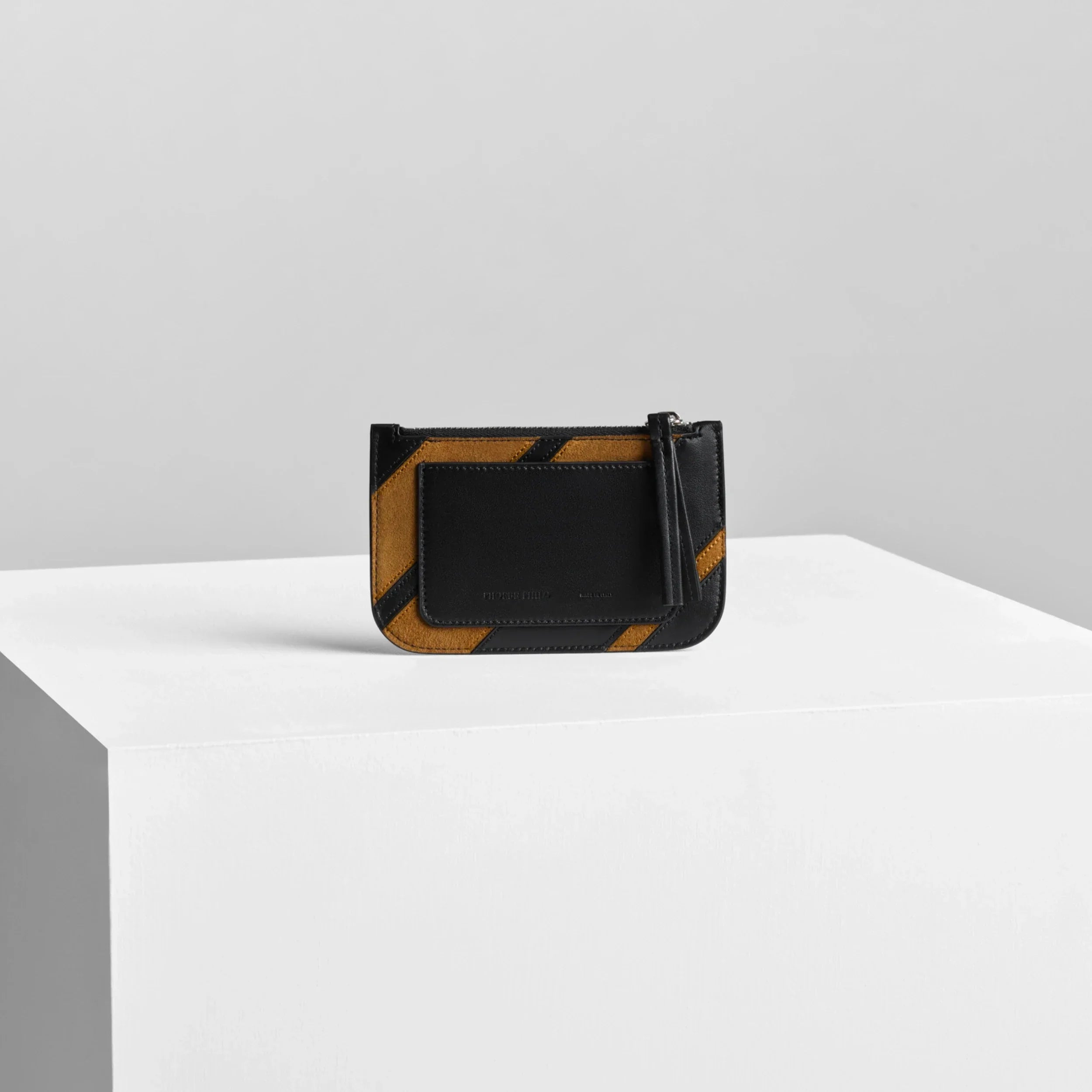 POCKET CARD HOLDER | toffee/black leather