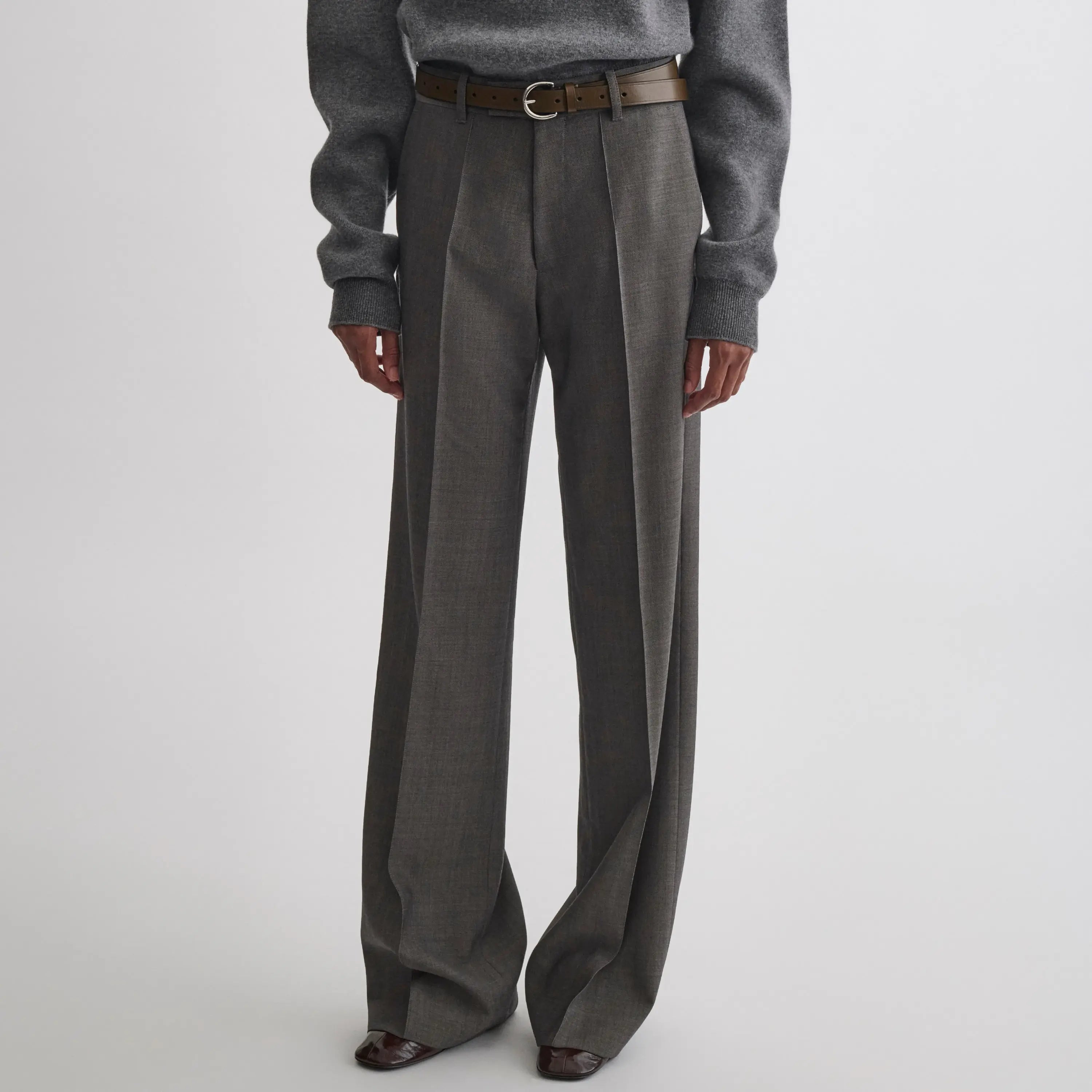 BOYISH TAILORED TROUSERS | dark taupe wool