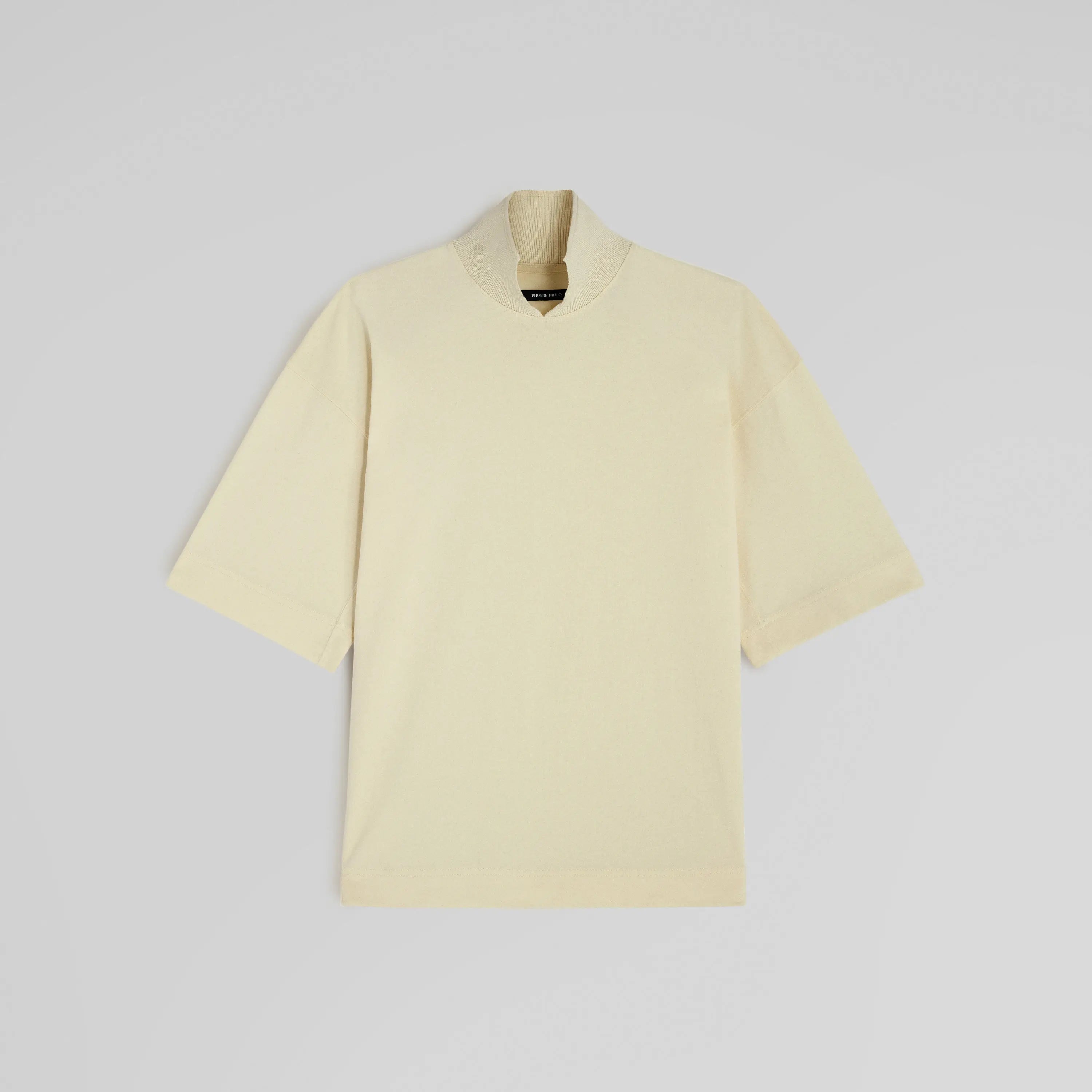 CUT COLLAR T-SHIRT | cream cotton