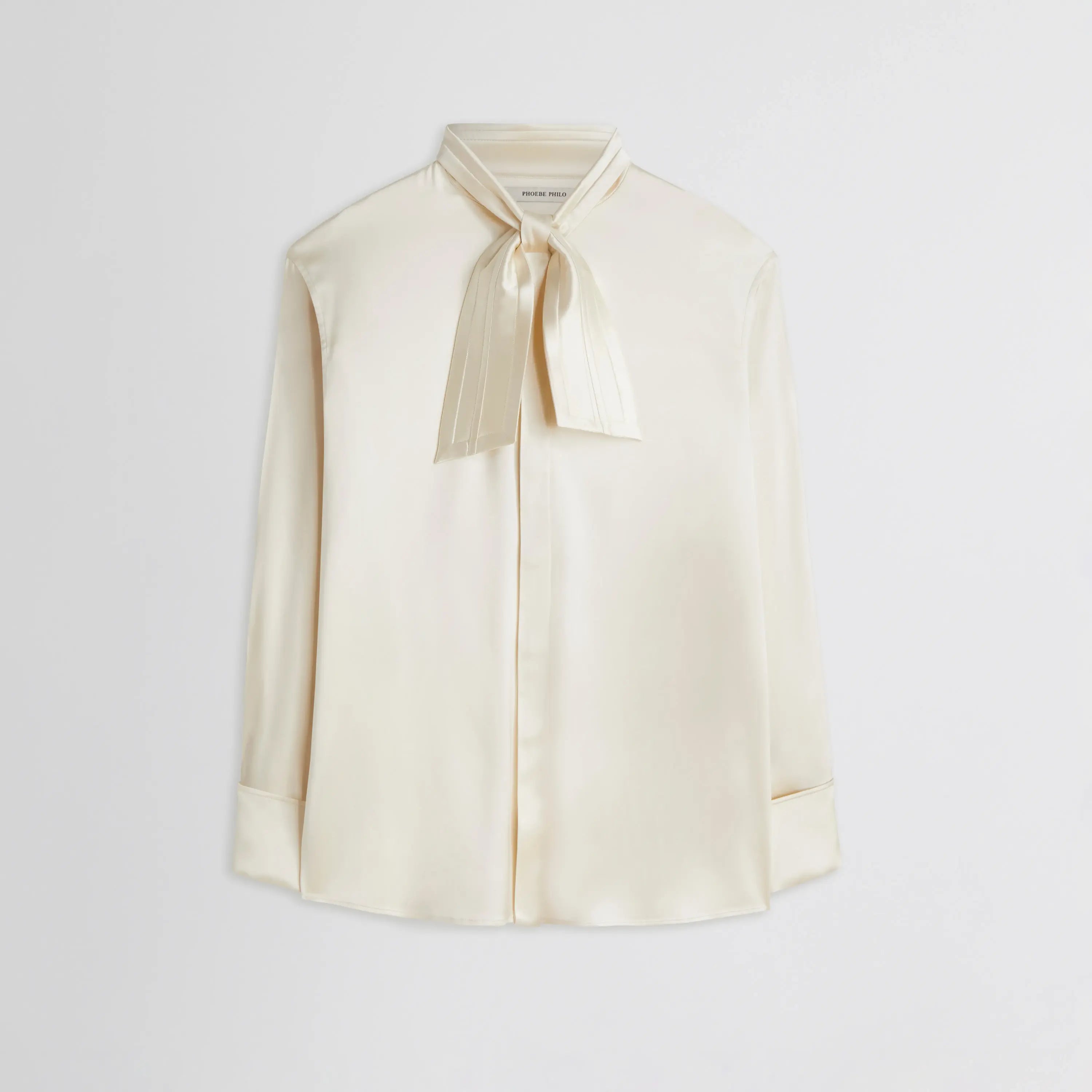 TIE NECK SHIRT | cream silk