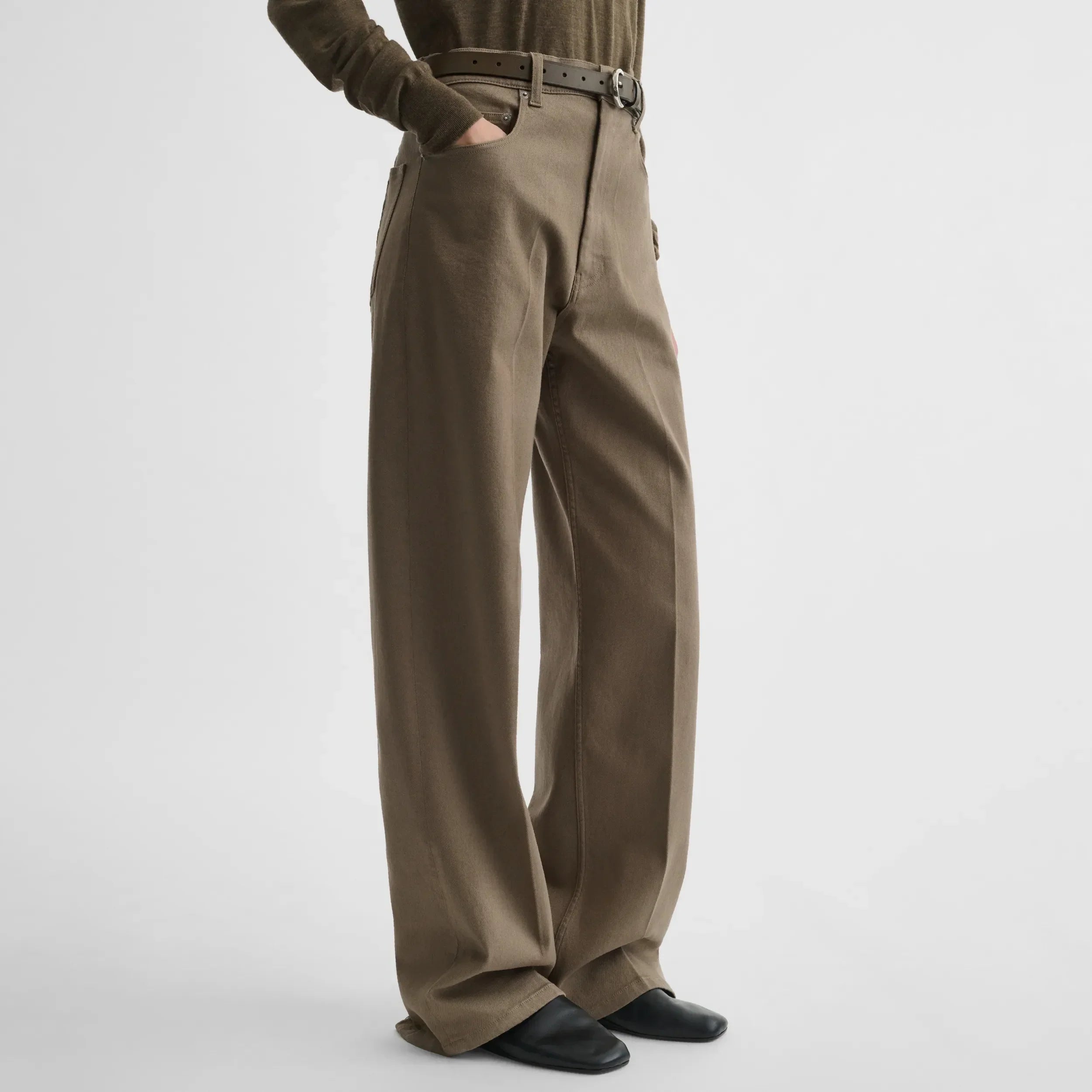 ZIP JEANS | warm khaki cotton