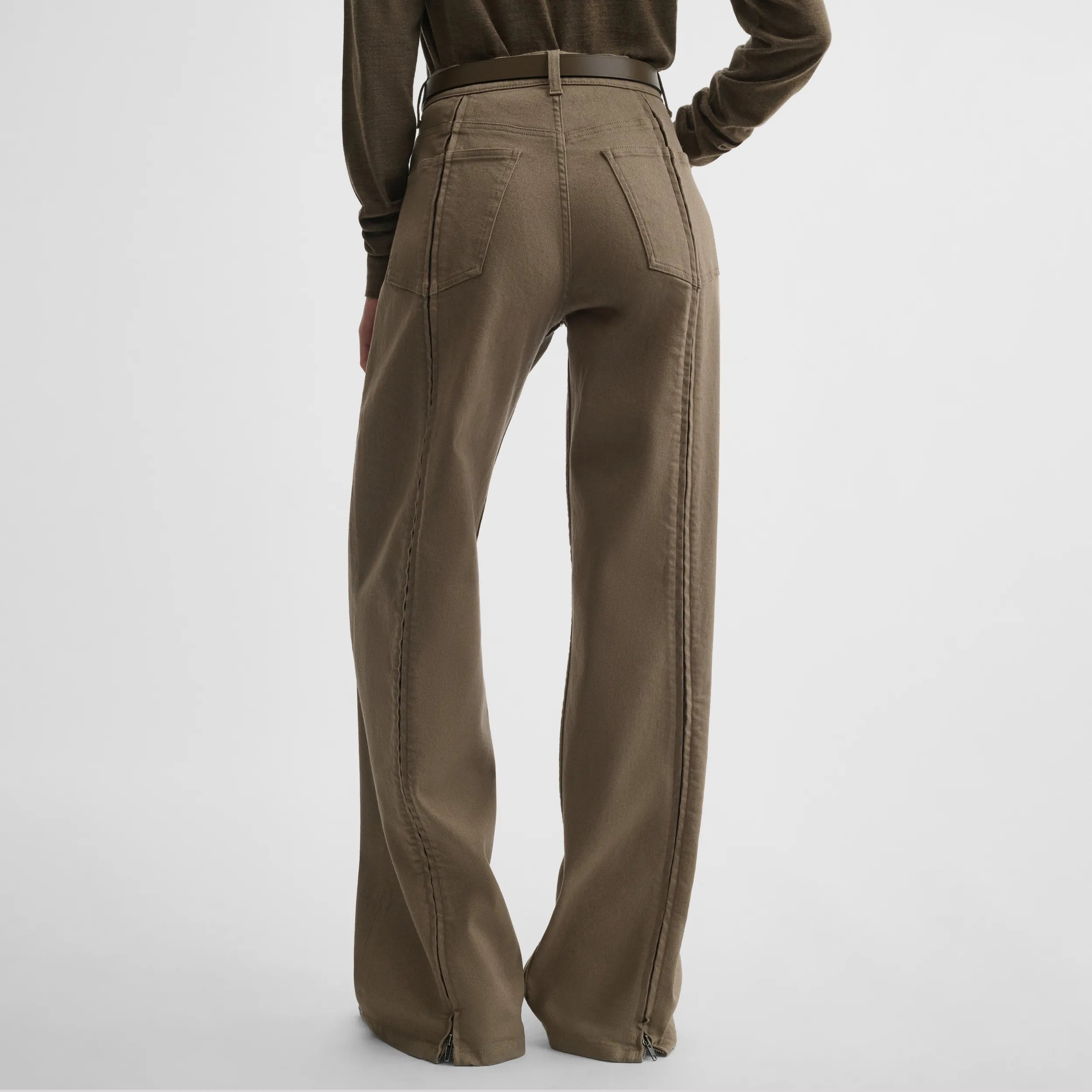 ZIP JEANS | warm khaki cotton