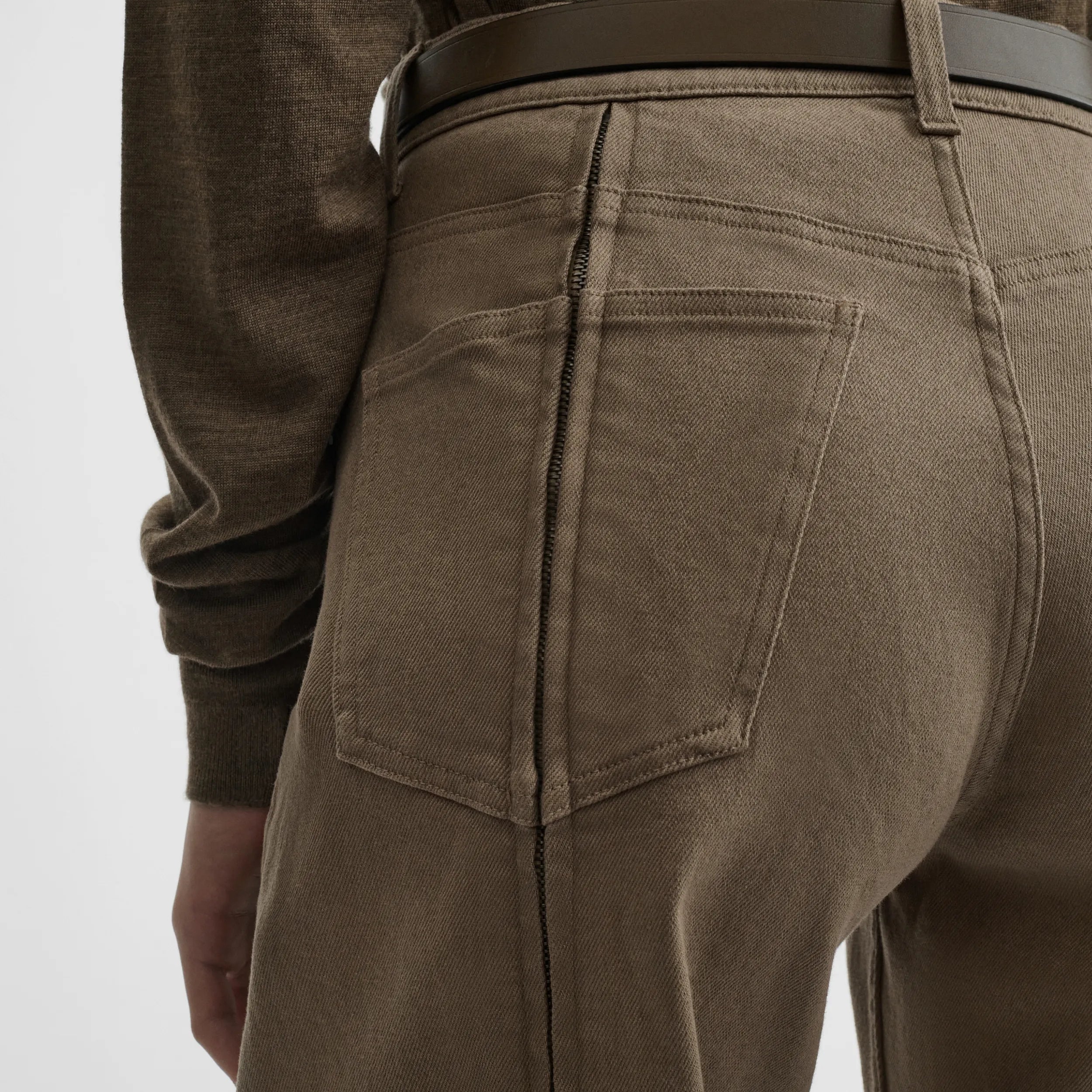 ZIP JEANS | warm khaki cotton