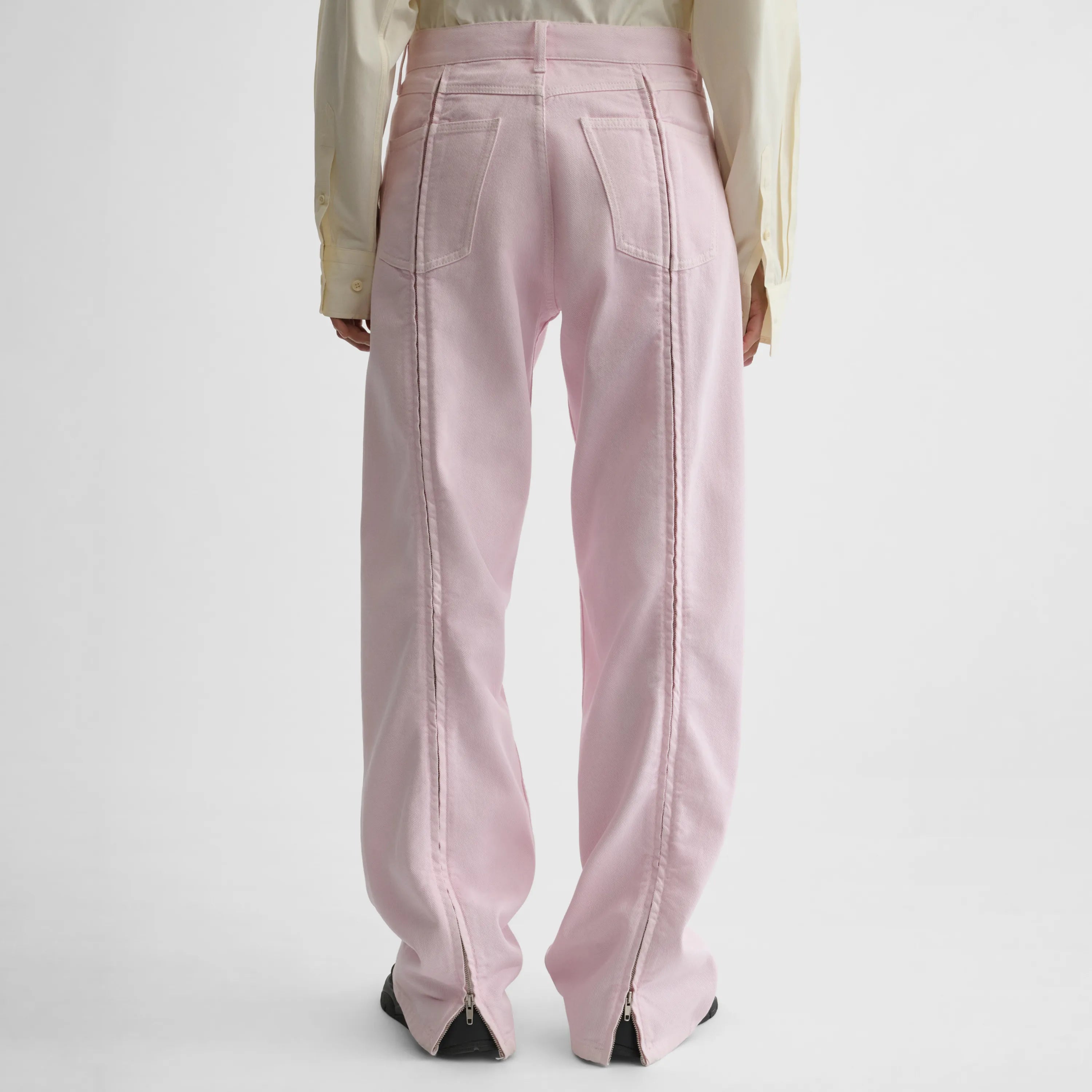 ZIP JEANS | pale pink cotton