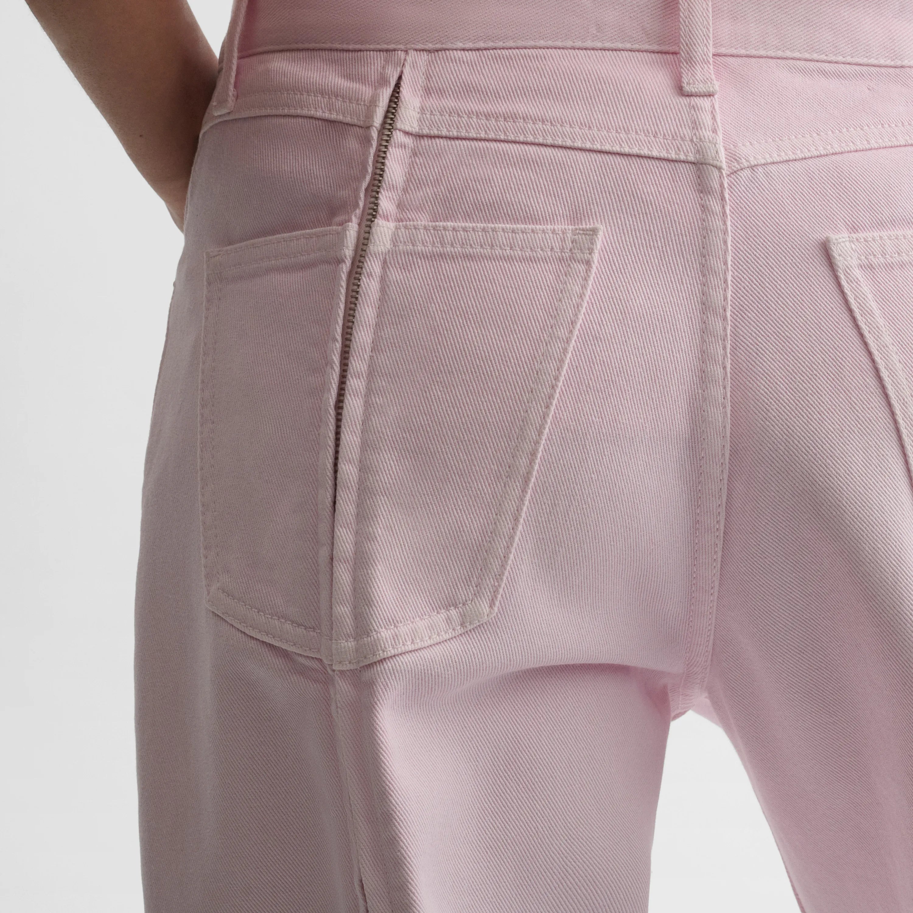 ZIP JEANS | pale pink cotton
