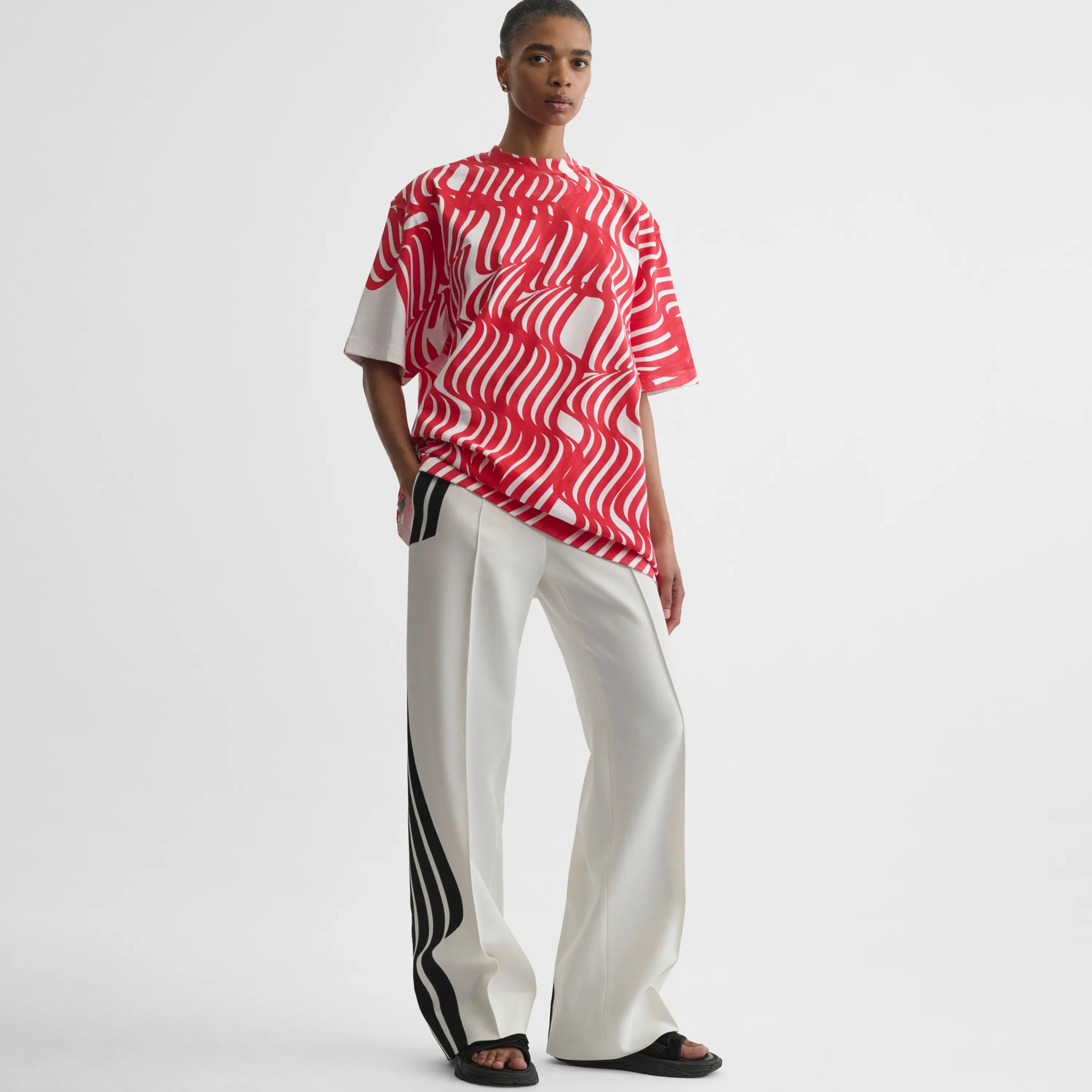 WAVE TROUSERS | black and white technical tailoring