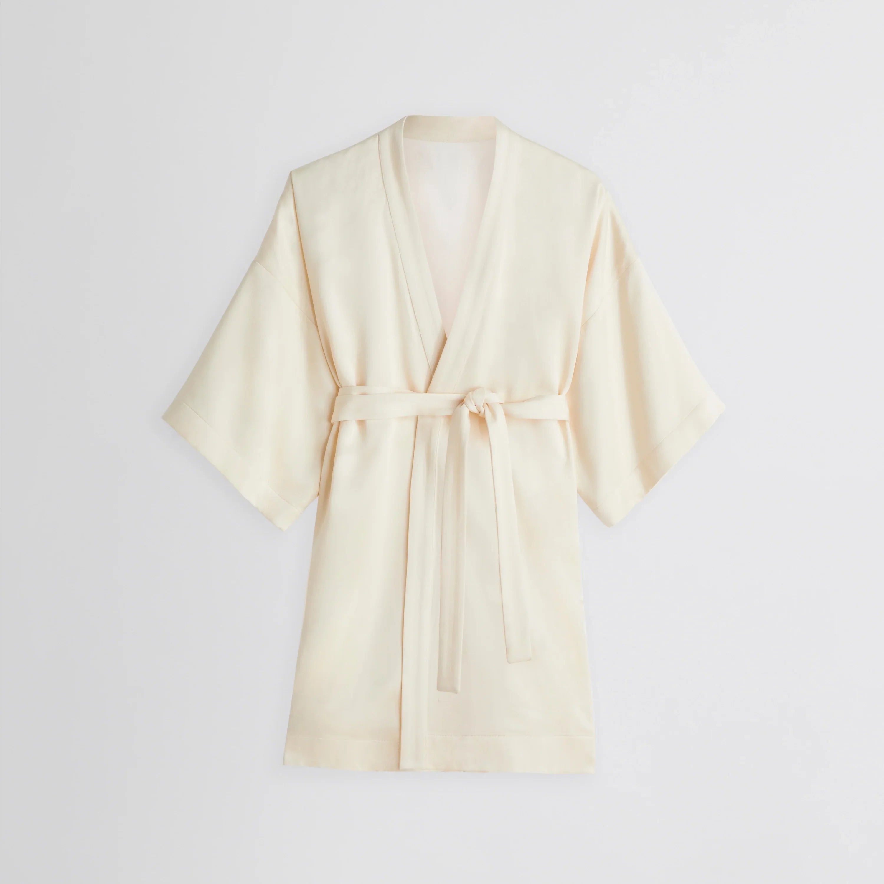 CROPPED ROBE DRESS | cream viscose