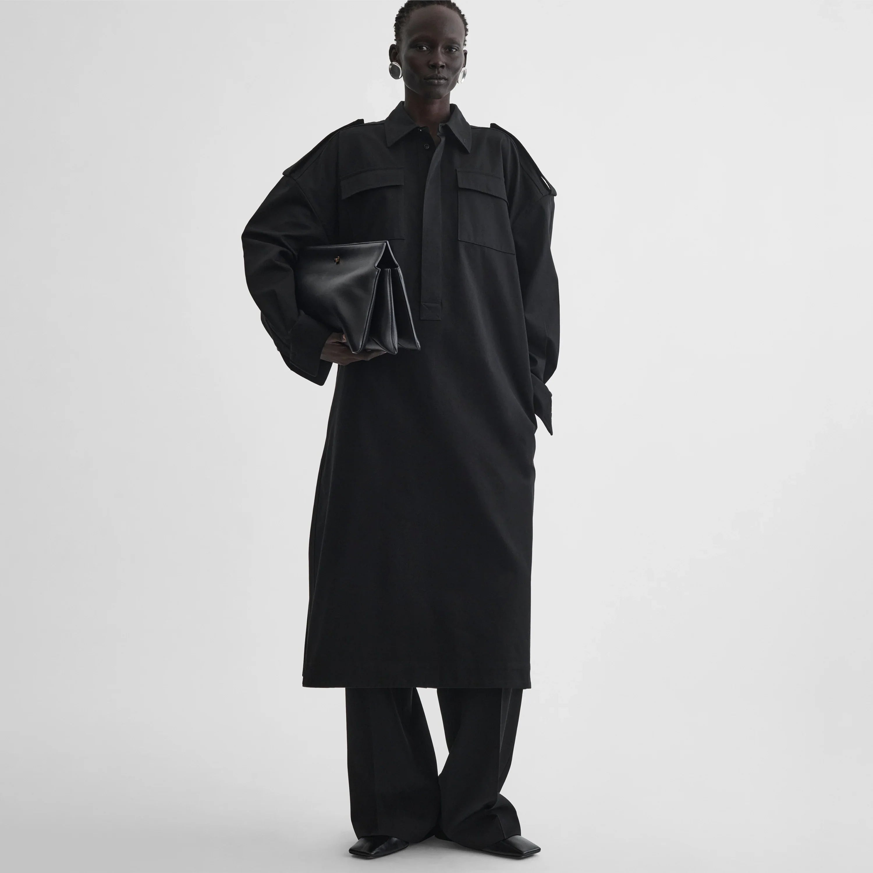 UTILITY SHIRT DRESS | black cotton