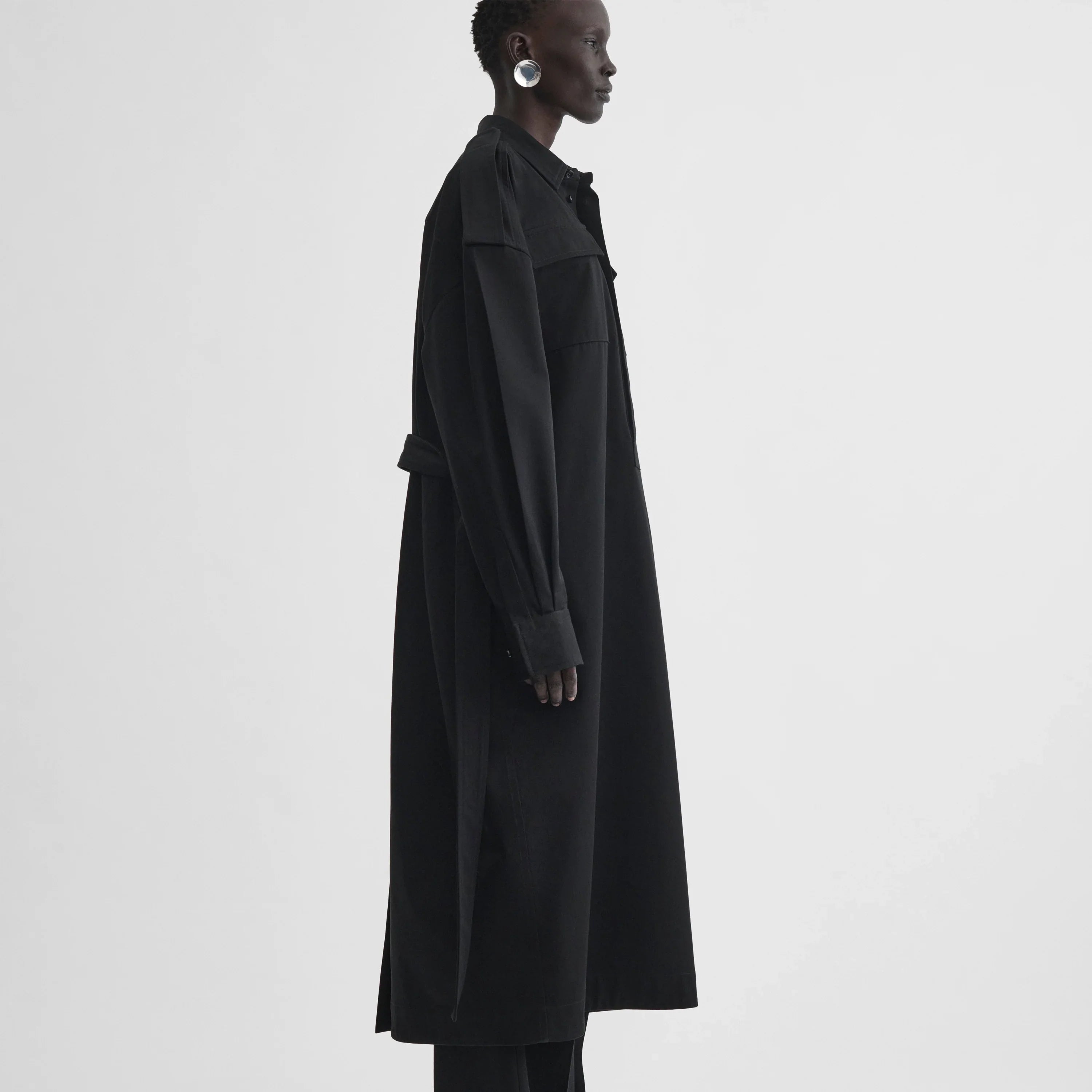 UTILITY SHIRT DRESS | black cotton