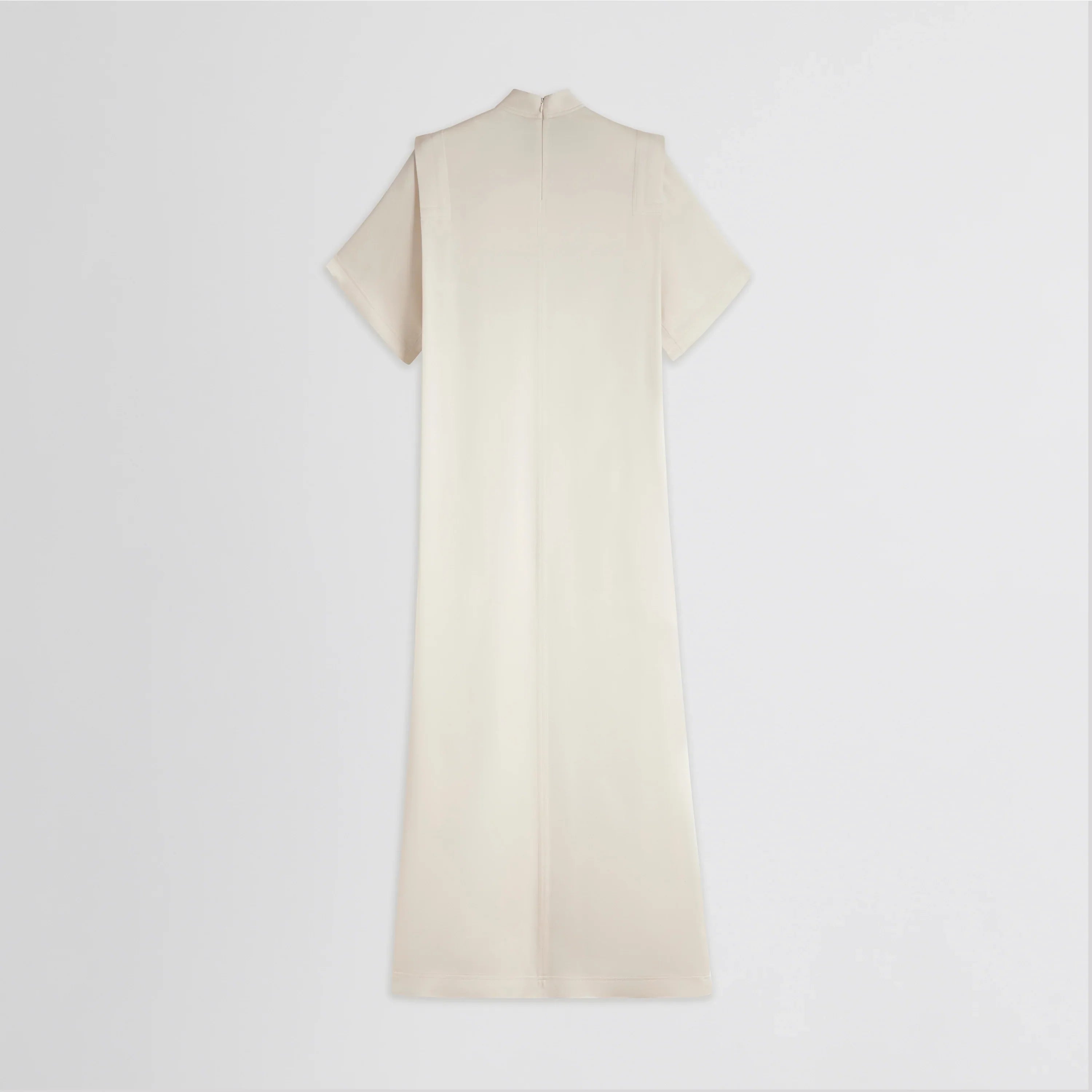 FOLDED SHOULDER DRESS | vanilla satin back crepe