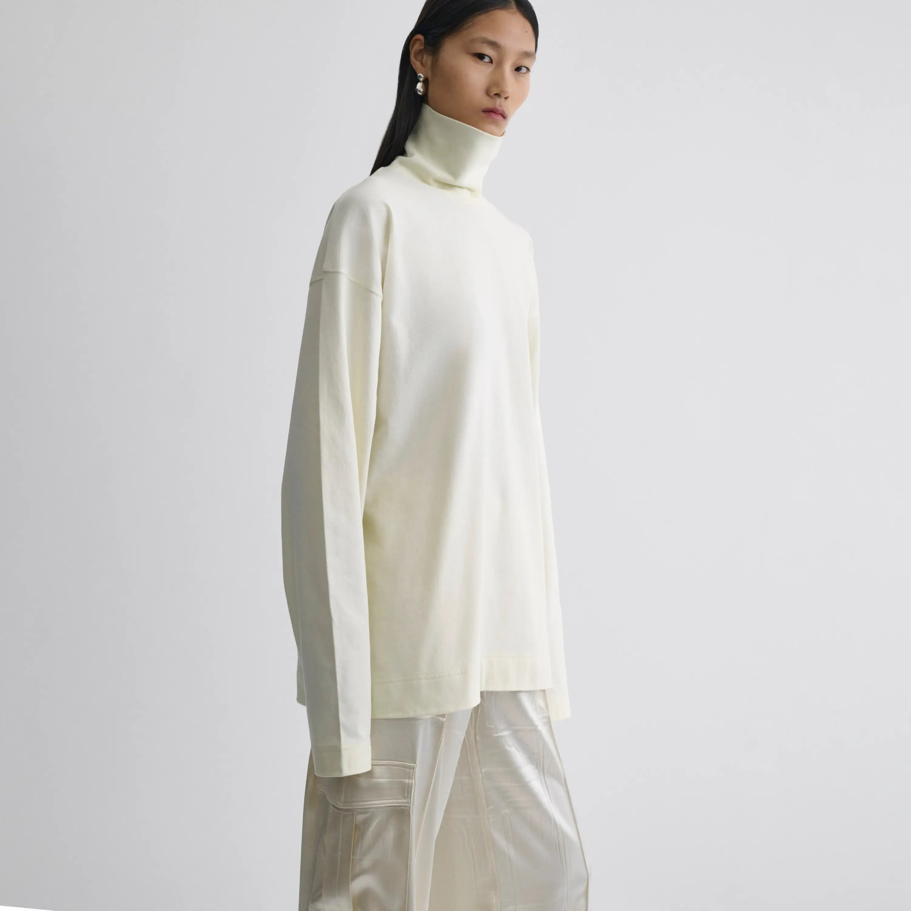 RELAXED LONG SLEEVE JERSEY | cream cotton jersey