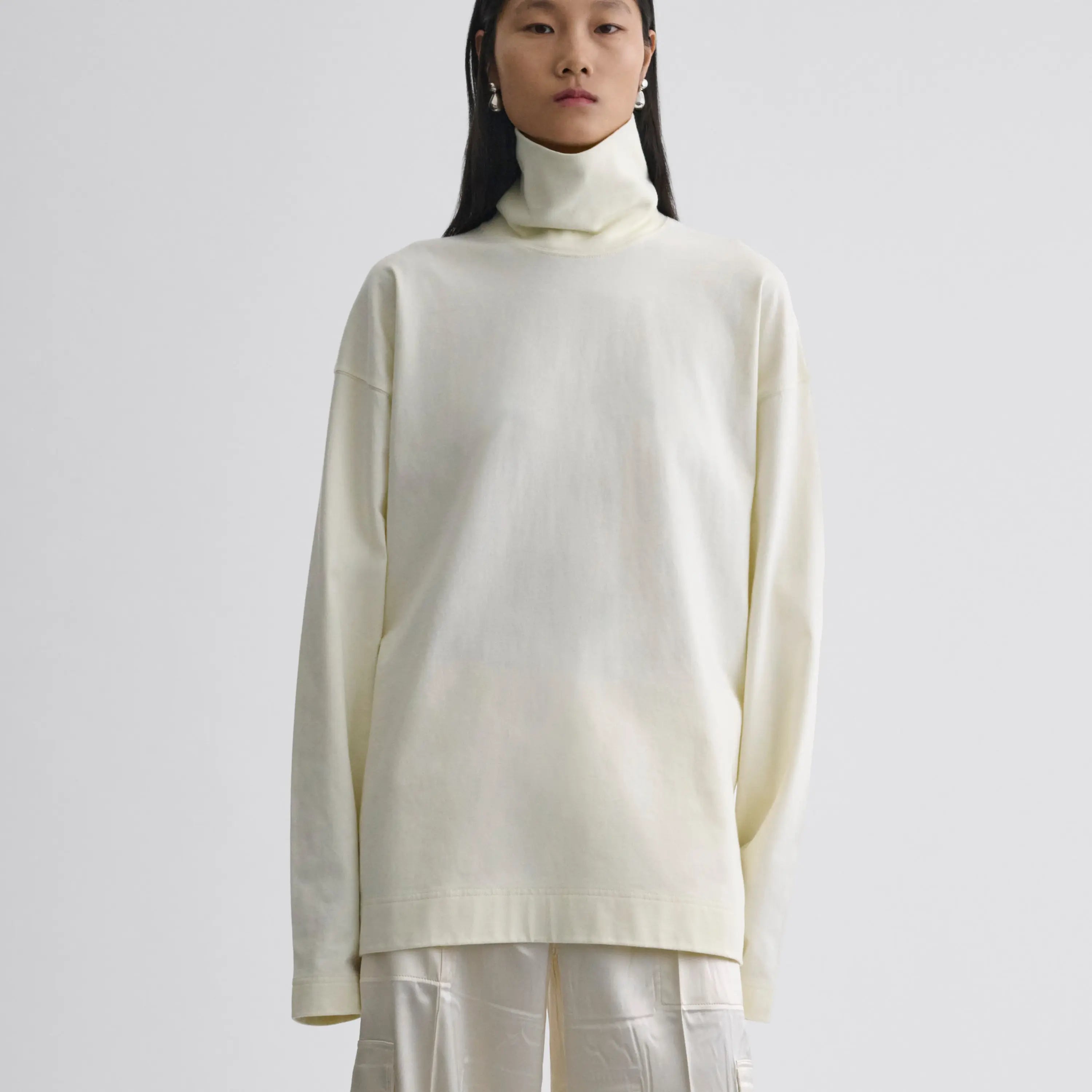 RELAXED LONG SLEEVE JERSEY | cream cotton jersey