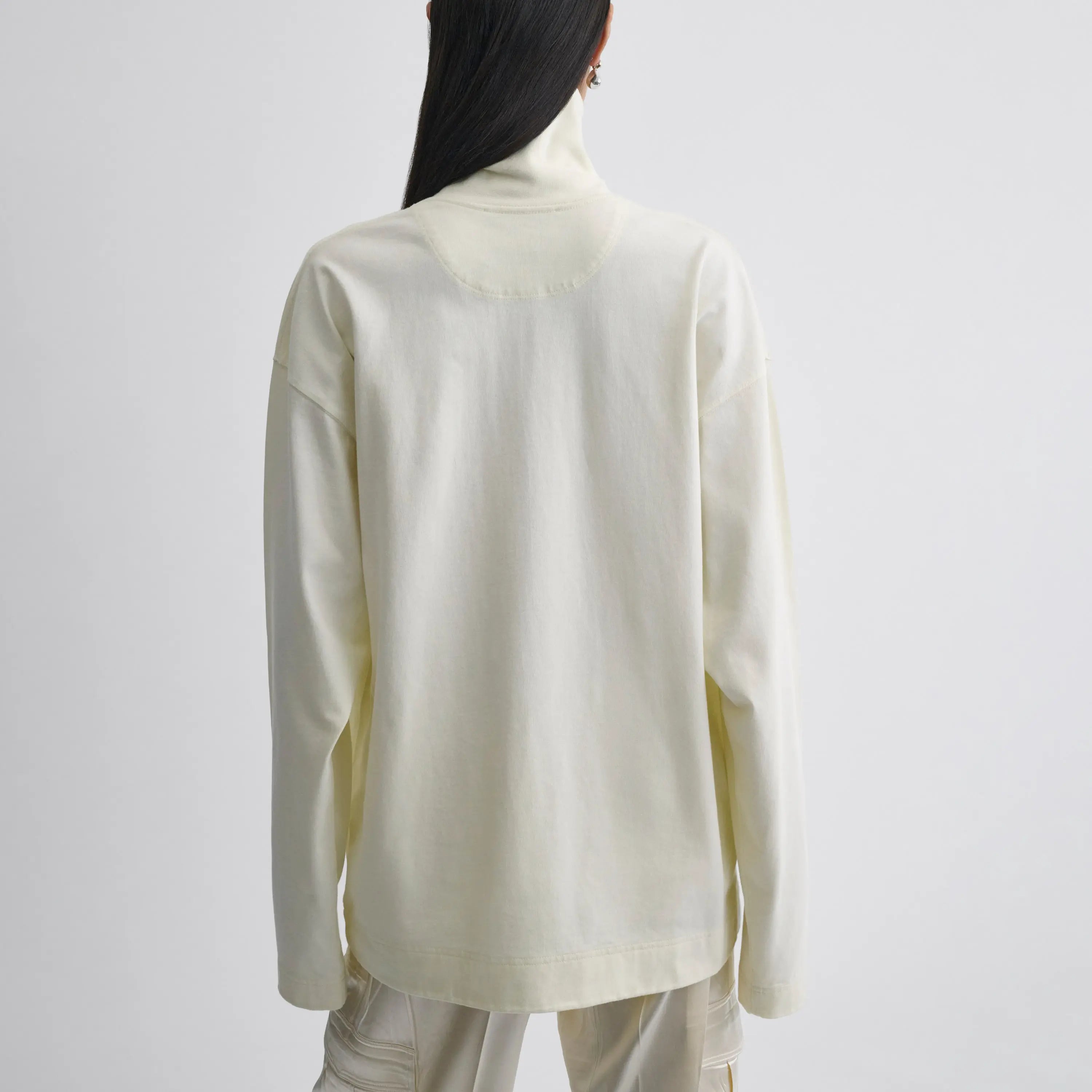 RELAXED LONG SLEEVE JERSEY | cream cotton jersey