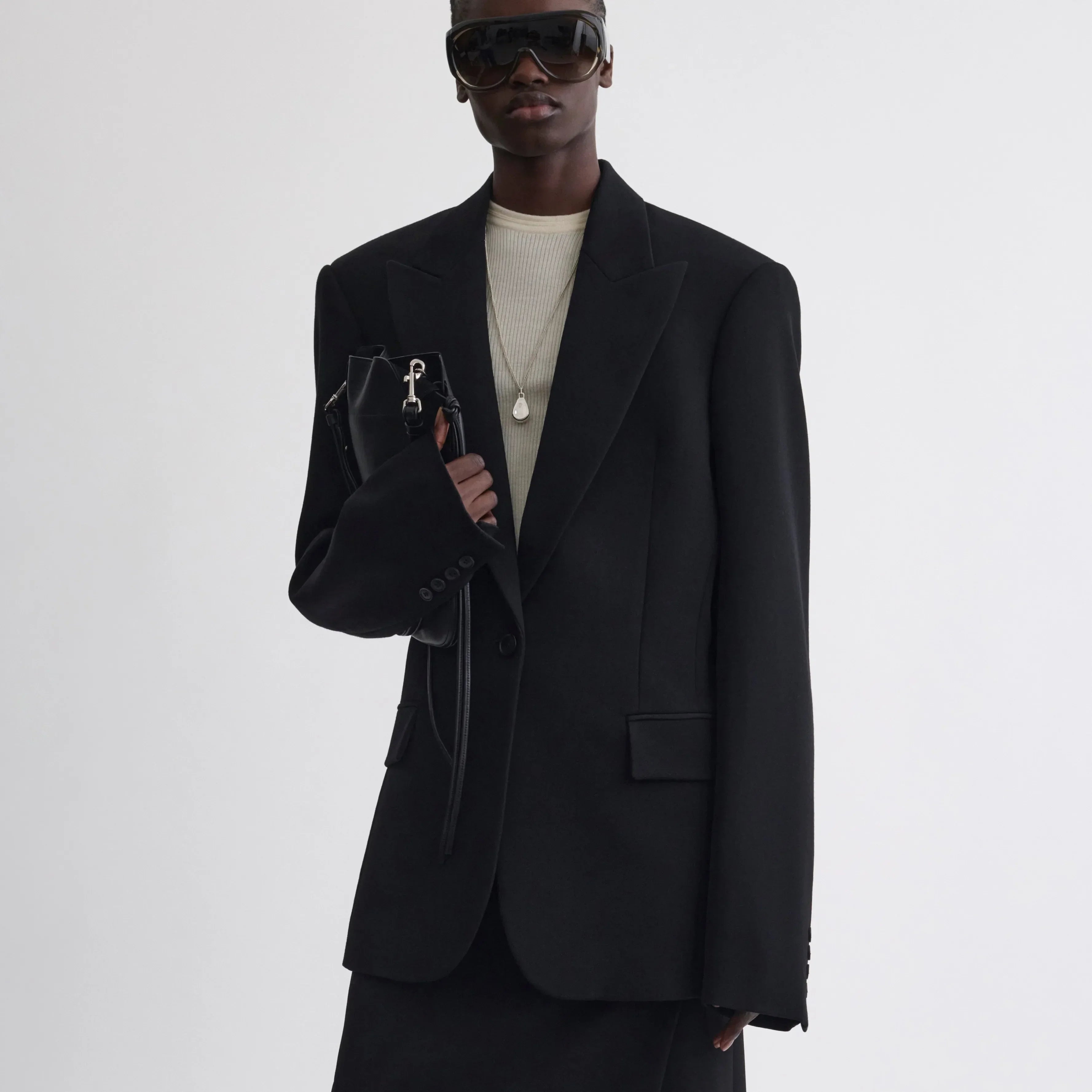 SINGLE BREASTED JACKET | black wool