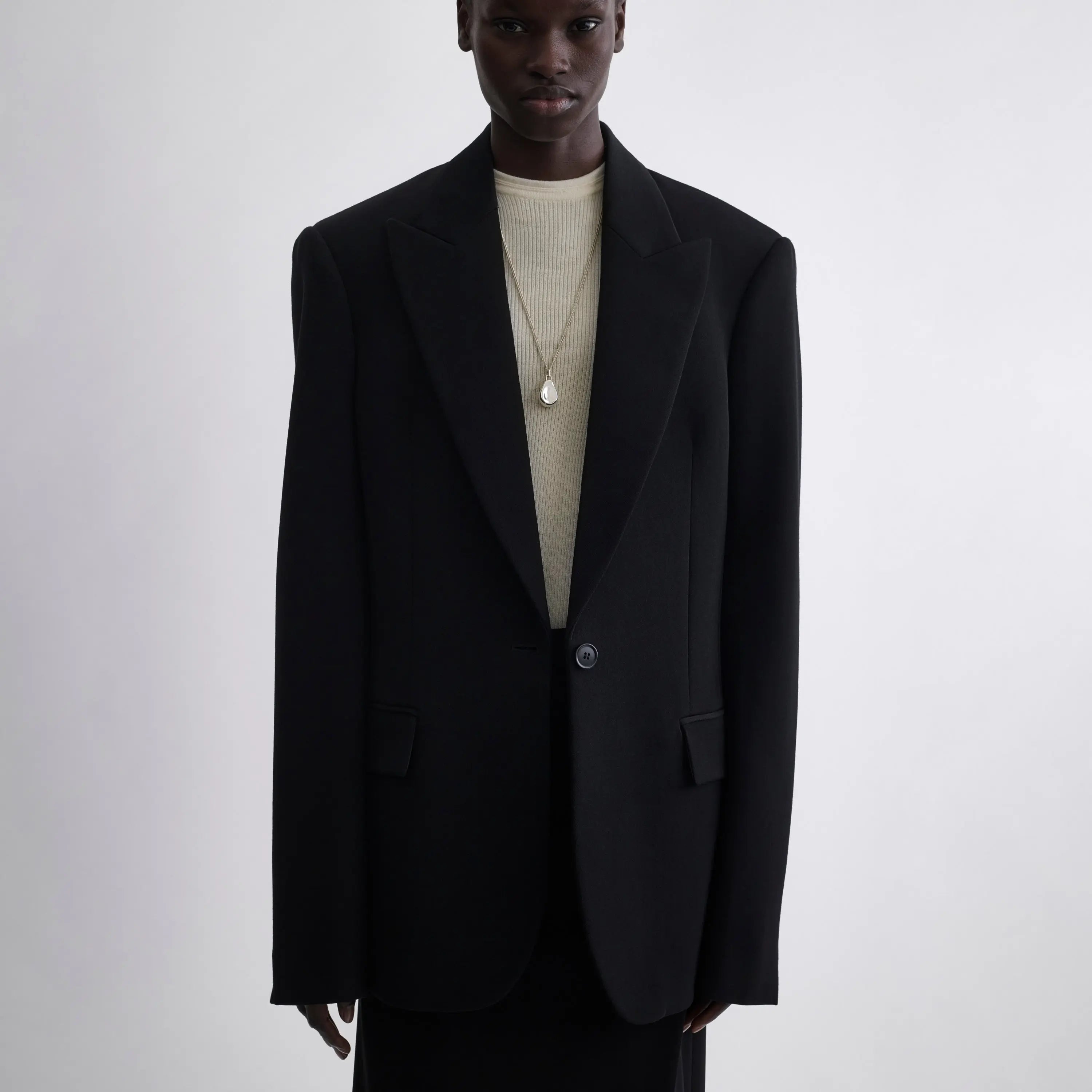 SINGLE BREASTED JACKET | black wool