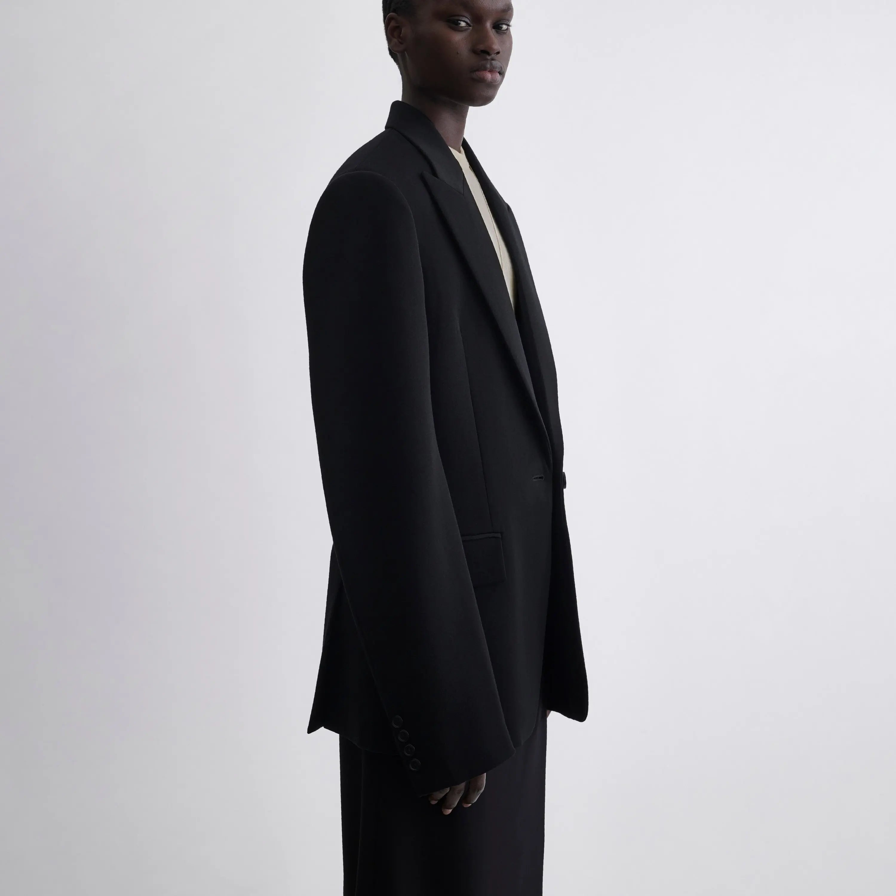 SINGLE BREASTED JACKET | black wool