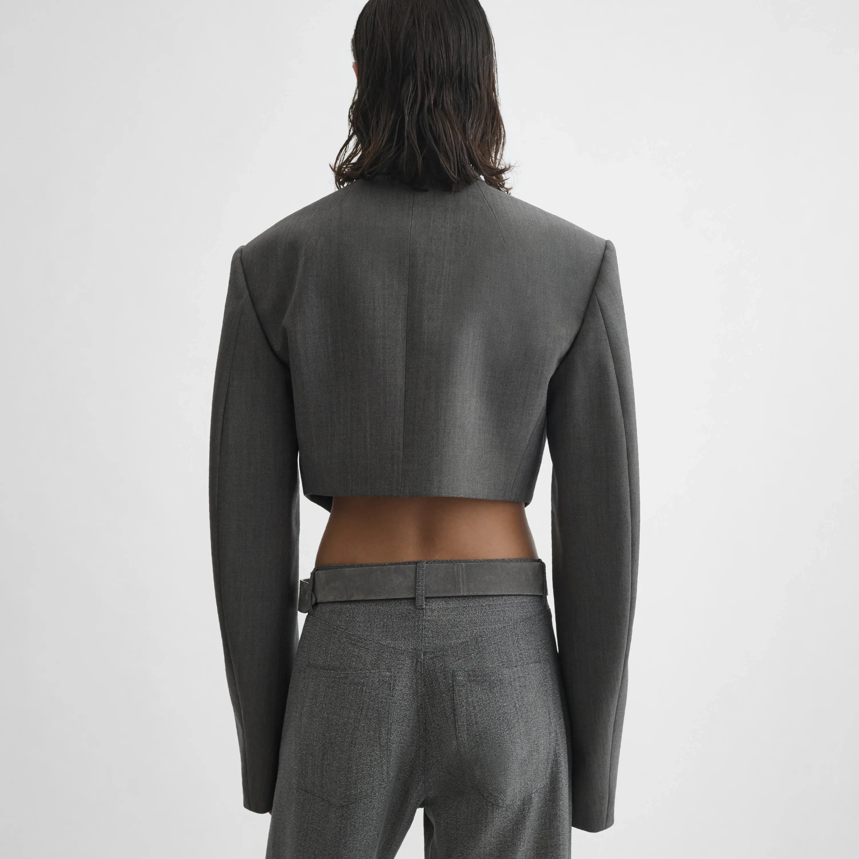 TUCKED TAILORED JACKET | dark taupe wool