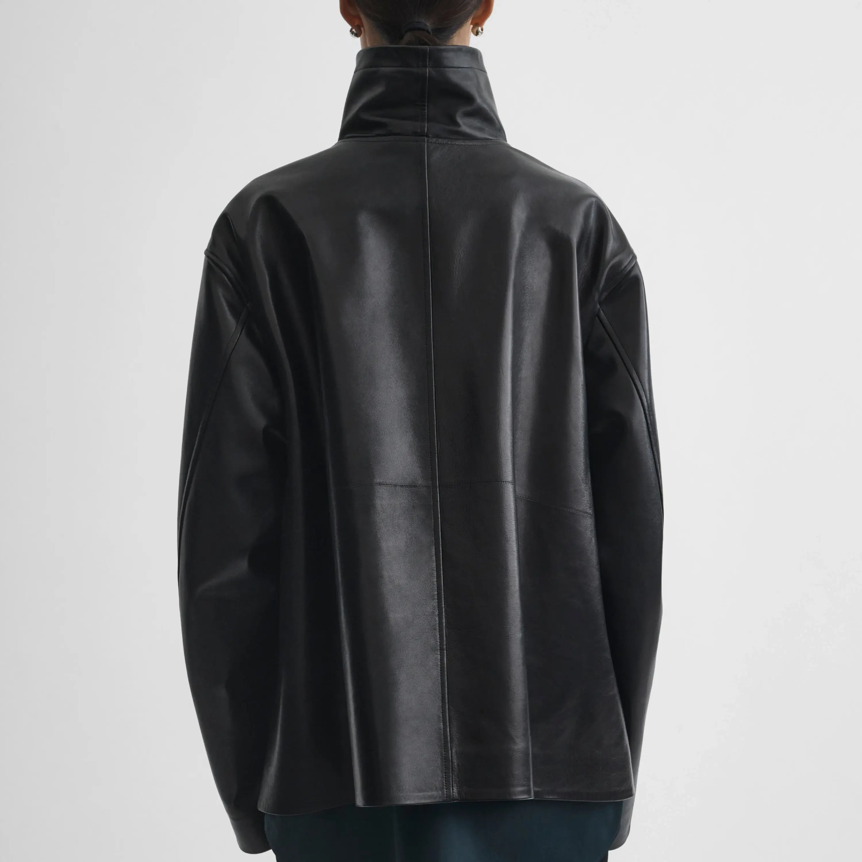 FUNNEL JACKET | black leather