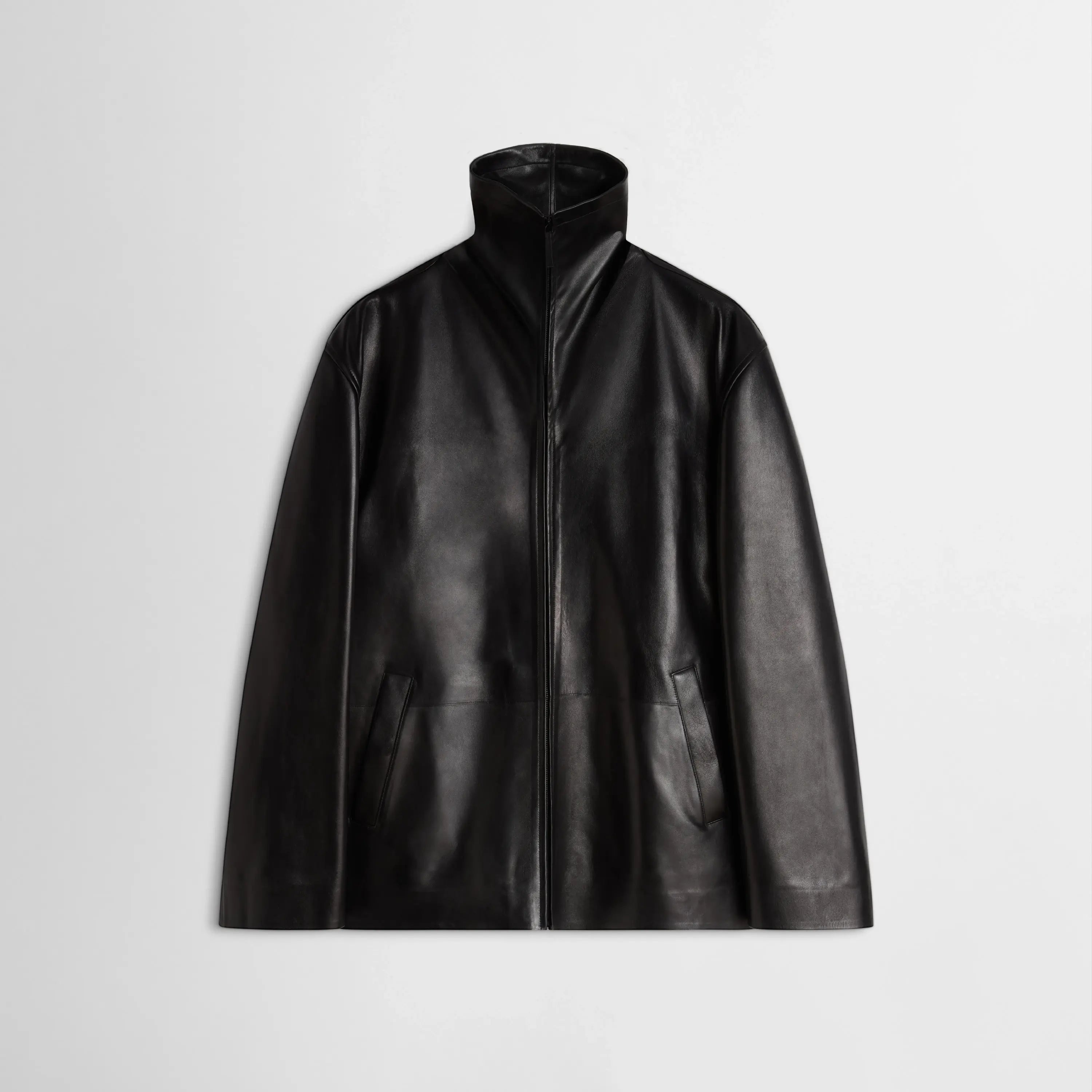 FUNNEL JACKET | black leather