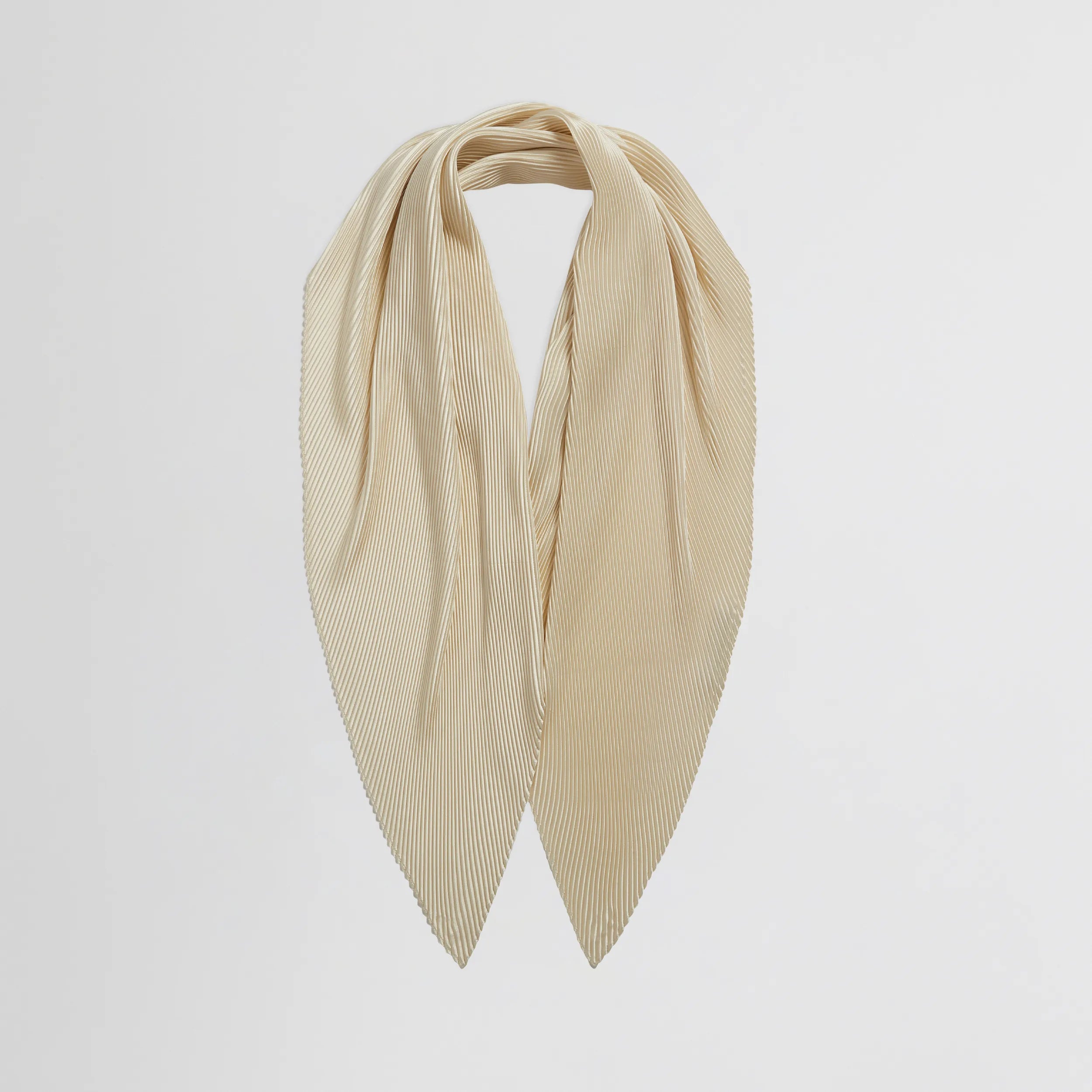 WOVEN PLEATED SCARF | cream silk