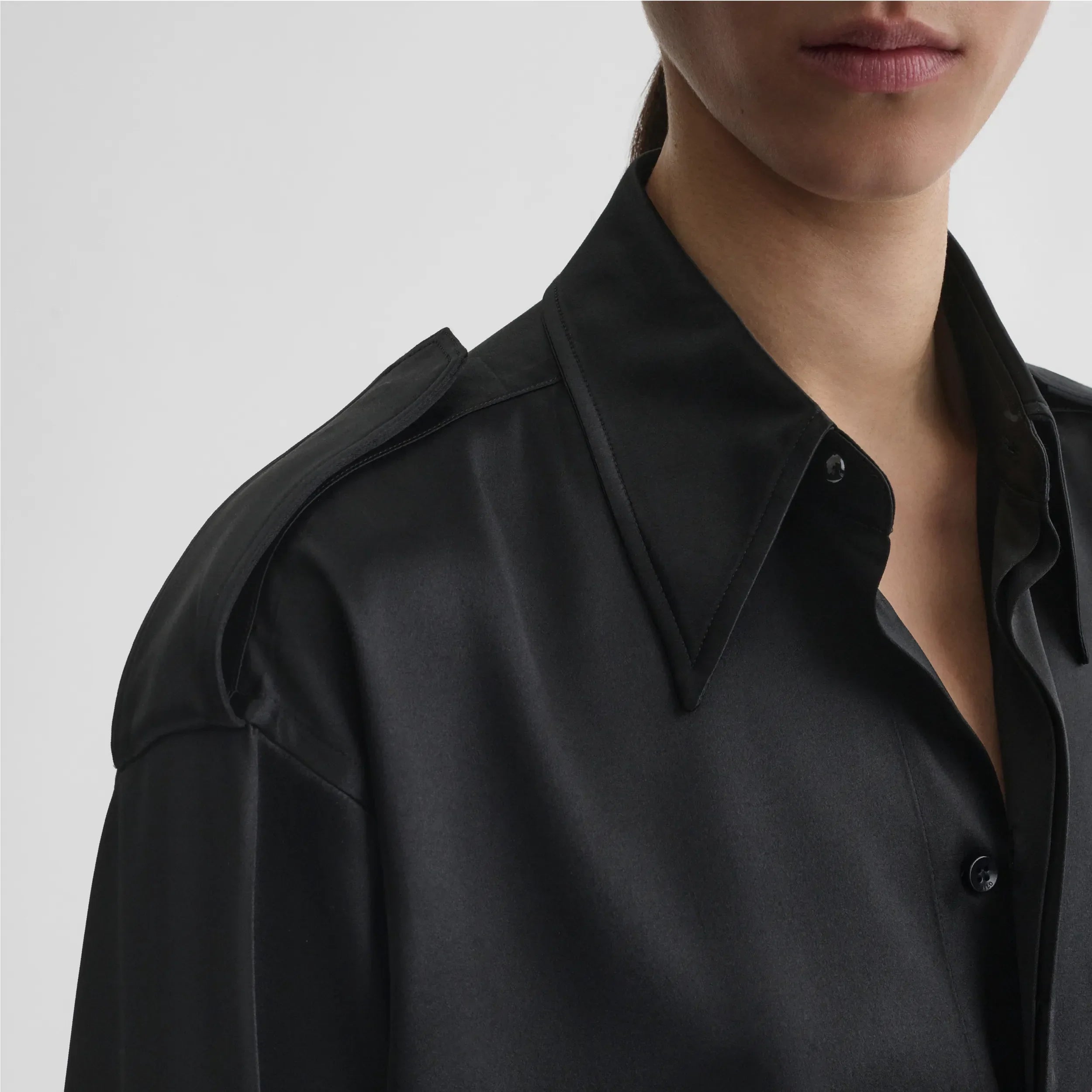 LIQUID UTILITY SHIRT  | black silk satin