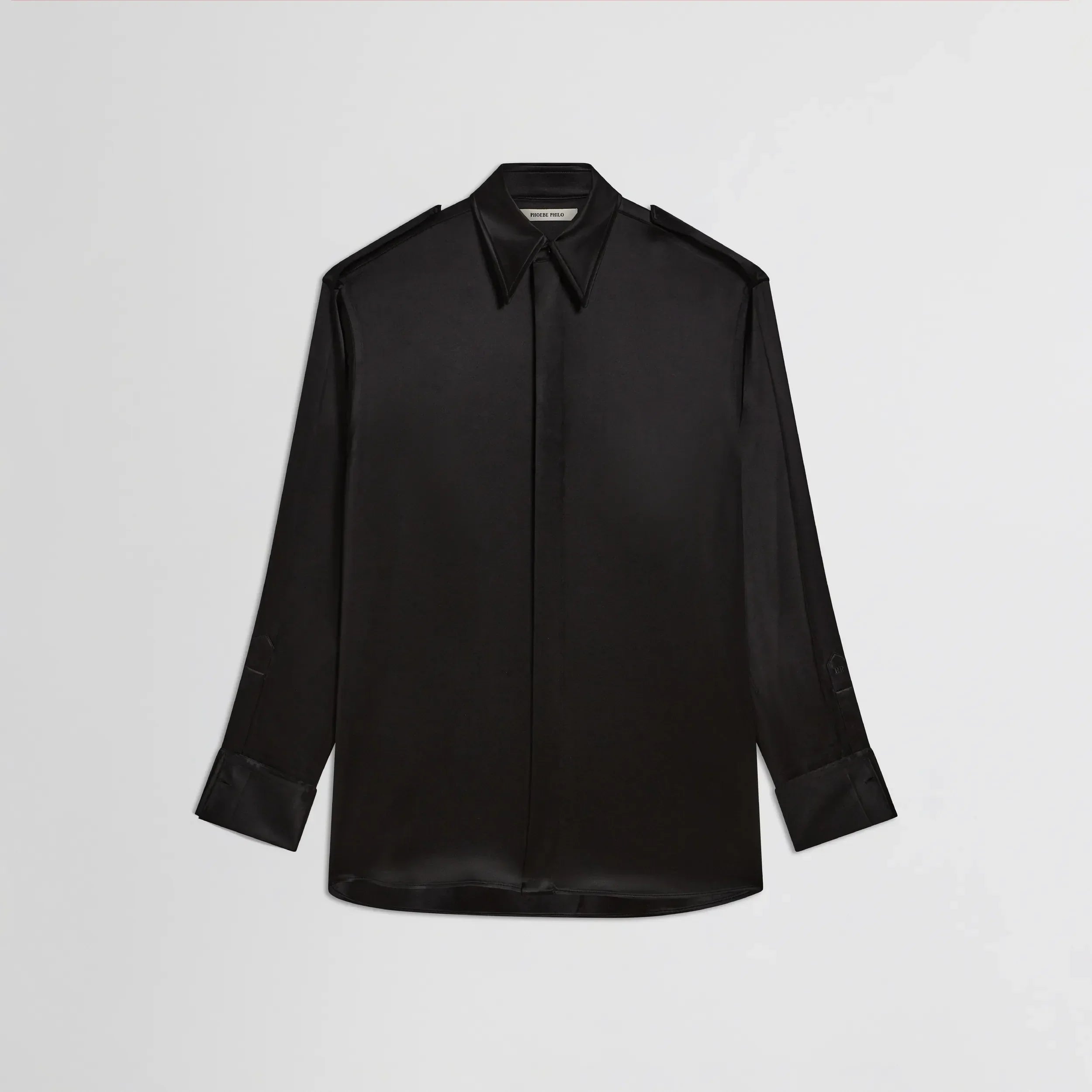 LIQUID UTILITY SHIRT  | black silk satin