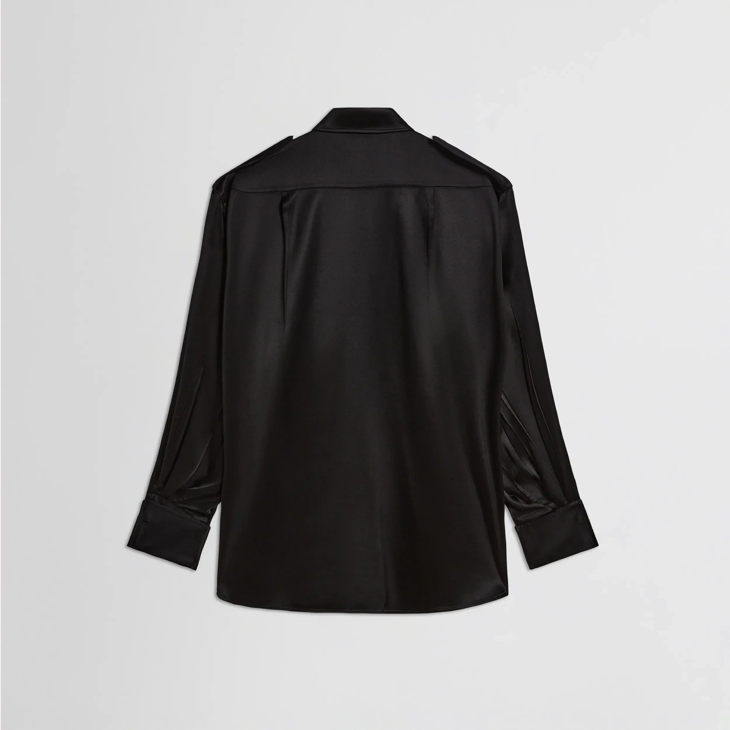 LIQUID UTILITY SHIRT  | black silk satin