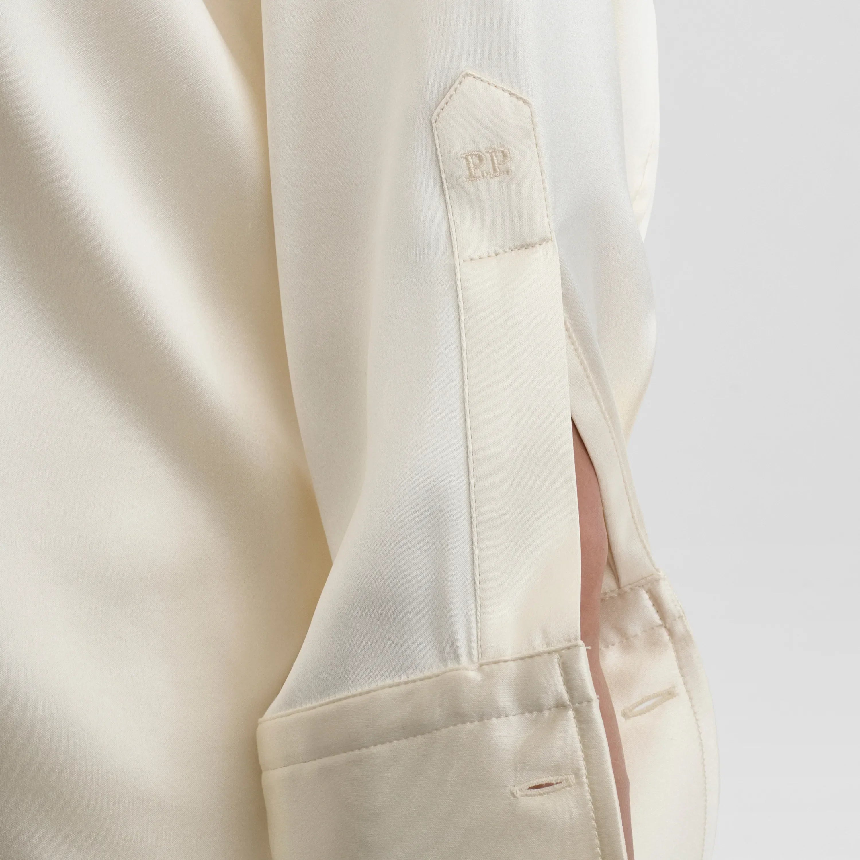 LIQUID UTILITY SHIRT | cream silk satin