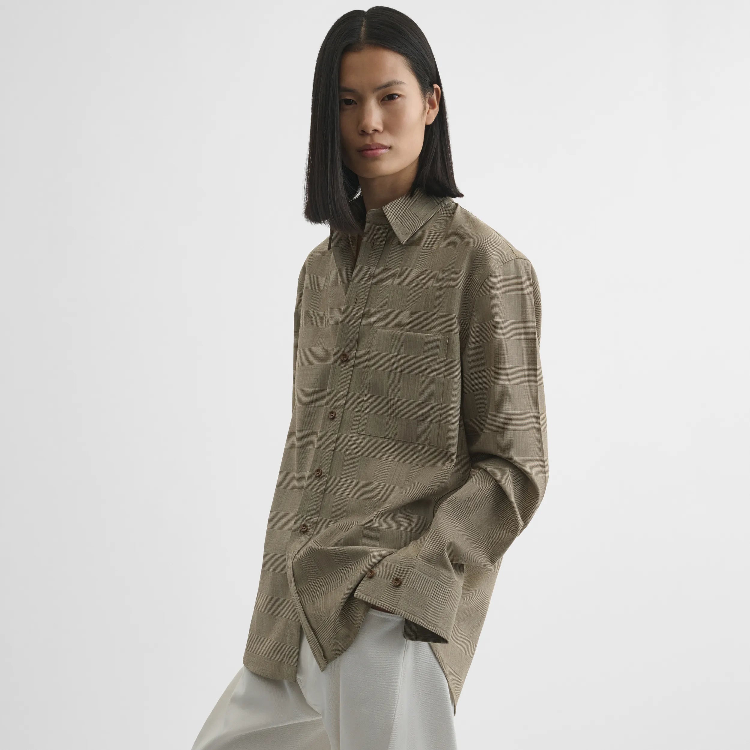 CLASSIC SHIRT | brown-beige wool