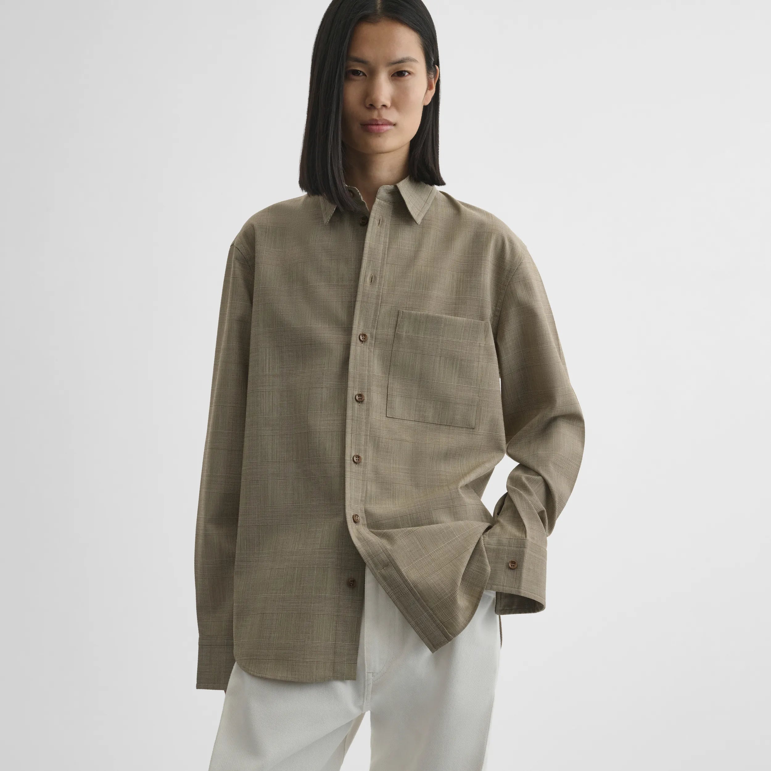CLASSIC SHIRT | brown-beige wool