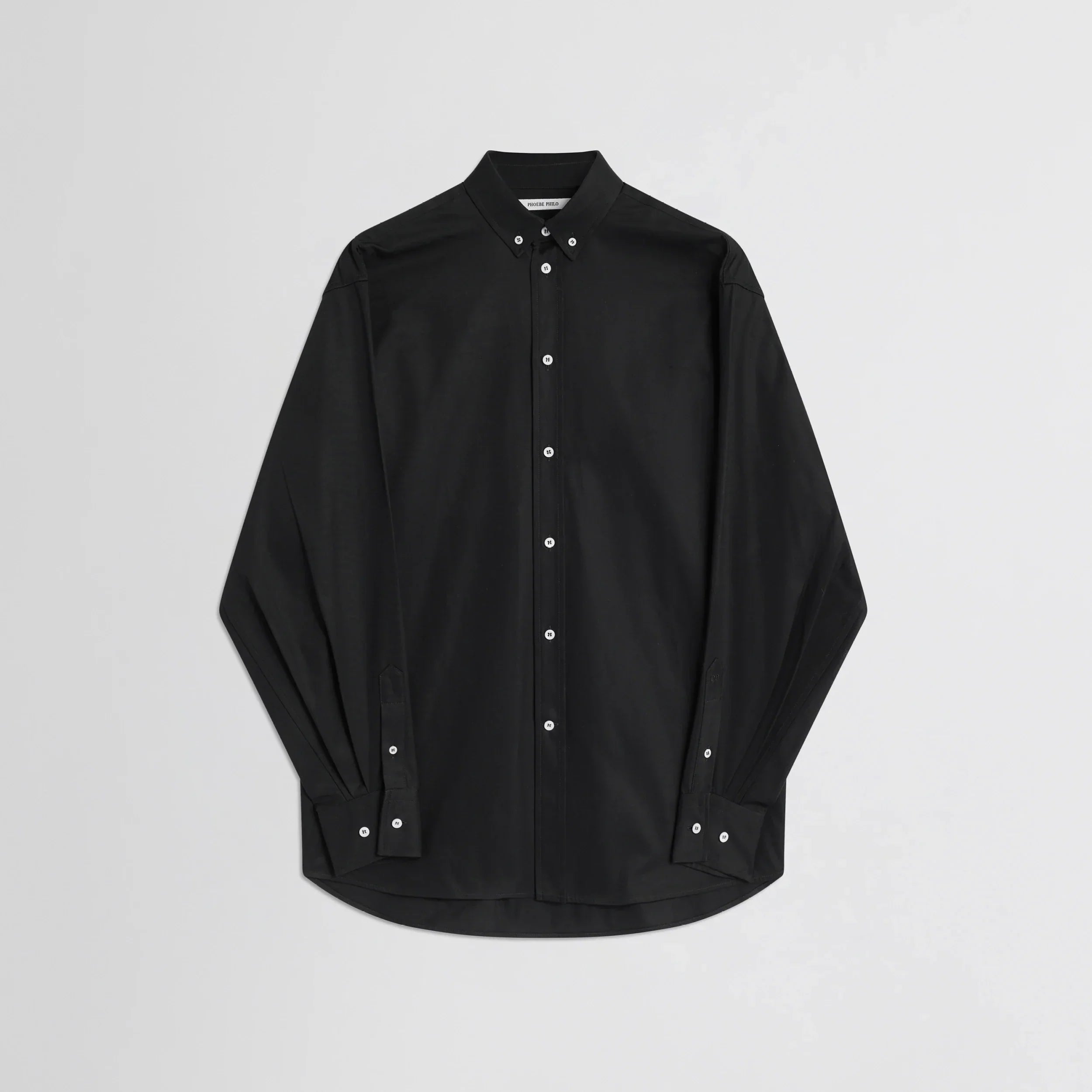 BUTTON COLLAR SHIRT | black cotton