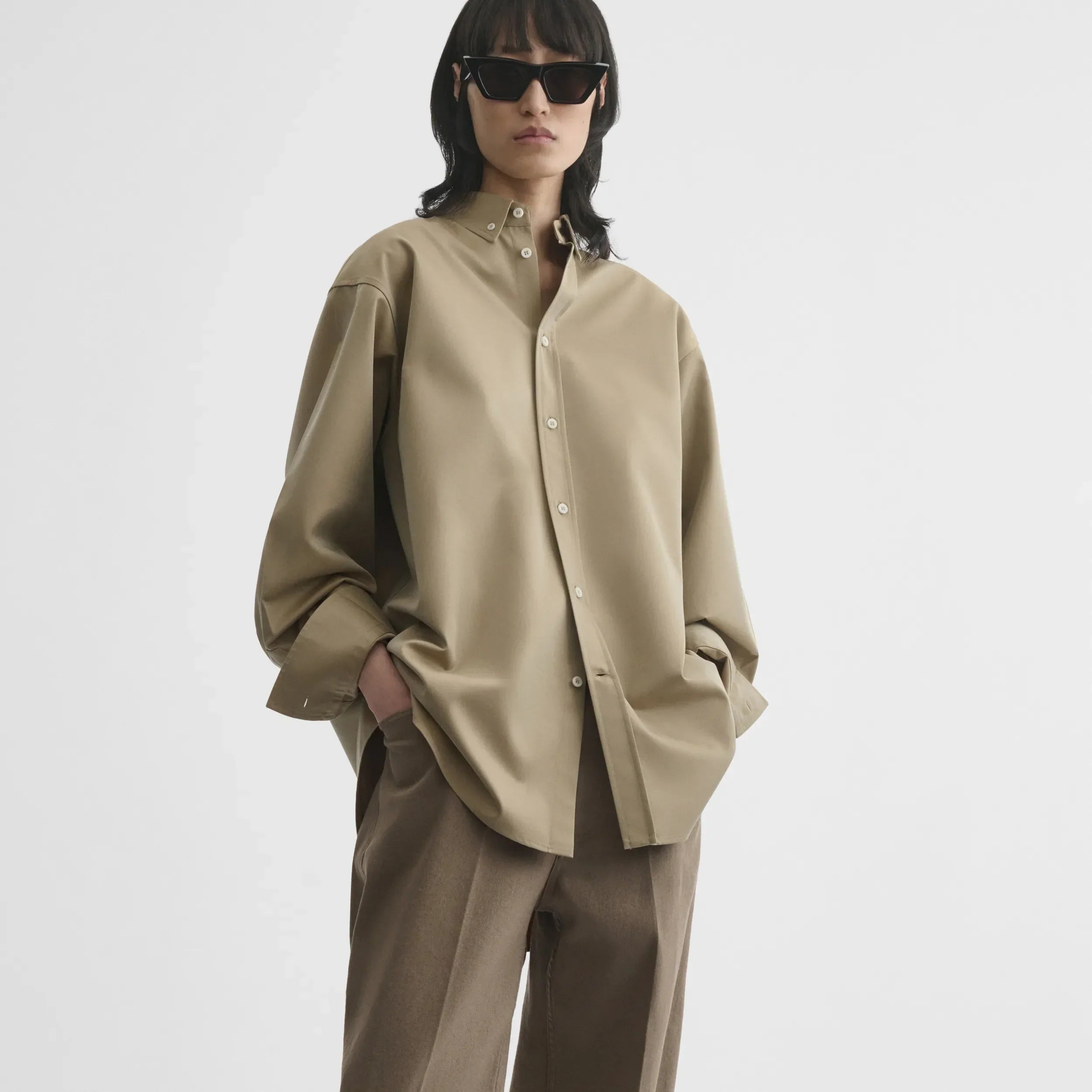 BUTTON COLLAR SHIRT | trench cotton