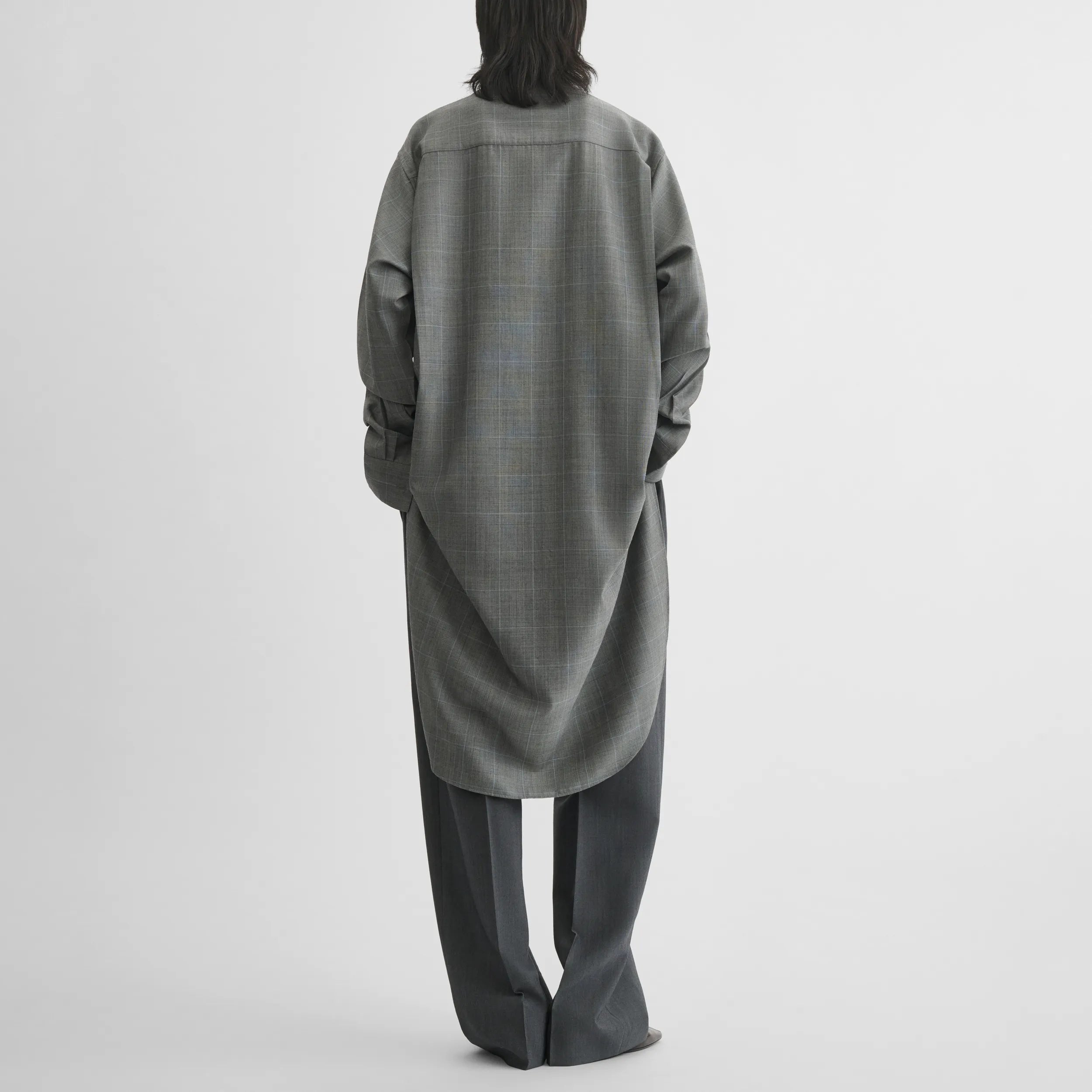 ELONGATED SHIRT | black-blue wool