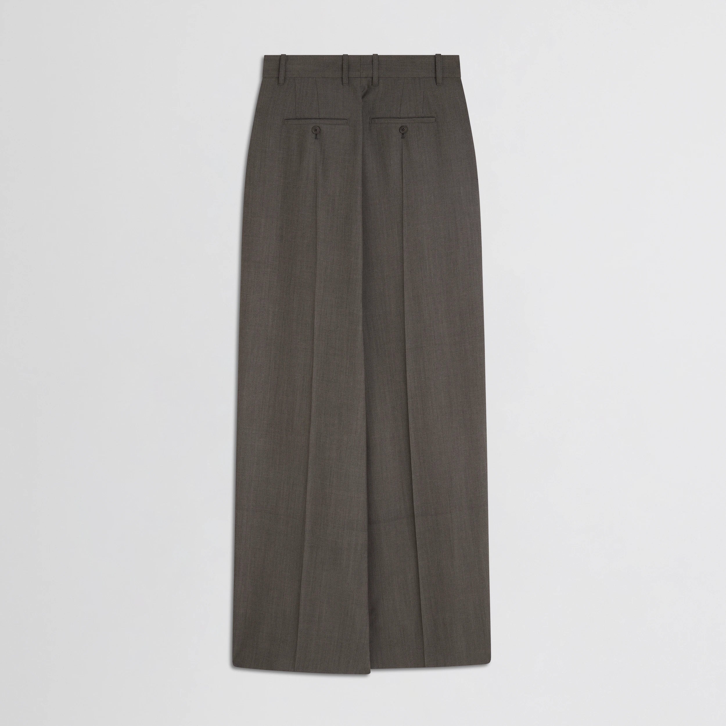 DOUBLE SLIT TAILORED SKIRT | dark taupe wool