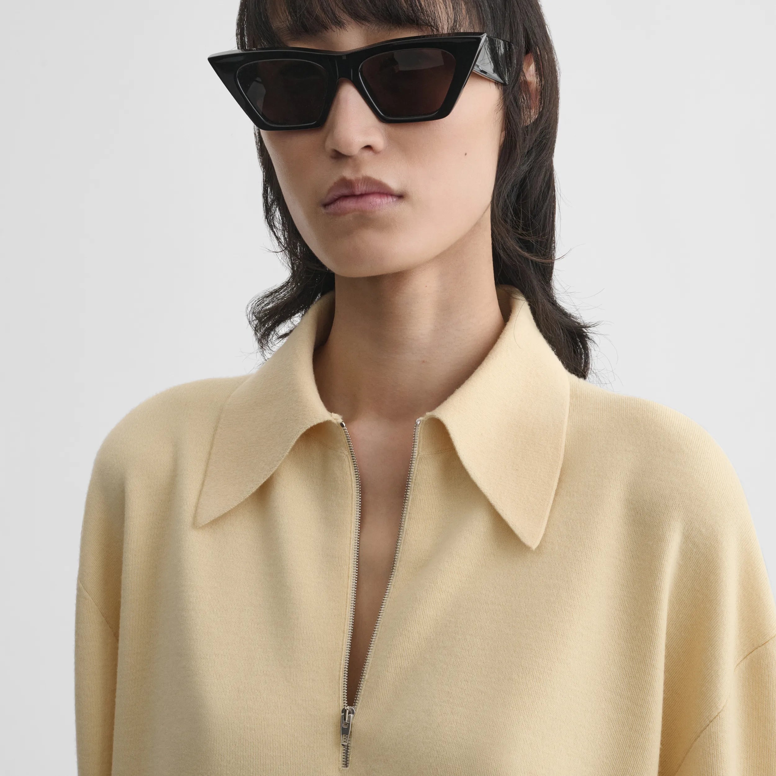 ZIP POLO | pastel-yellow wool