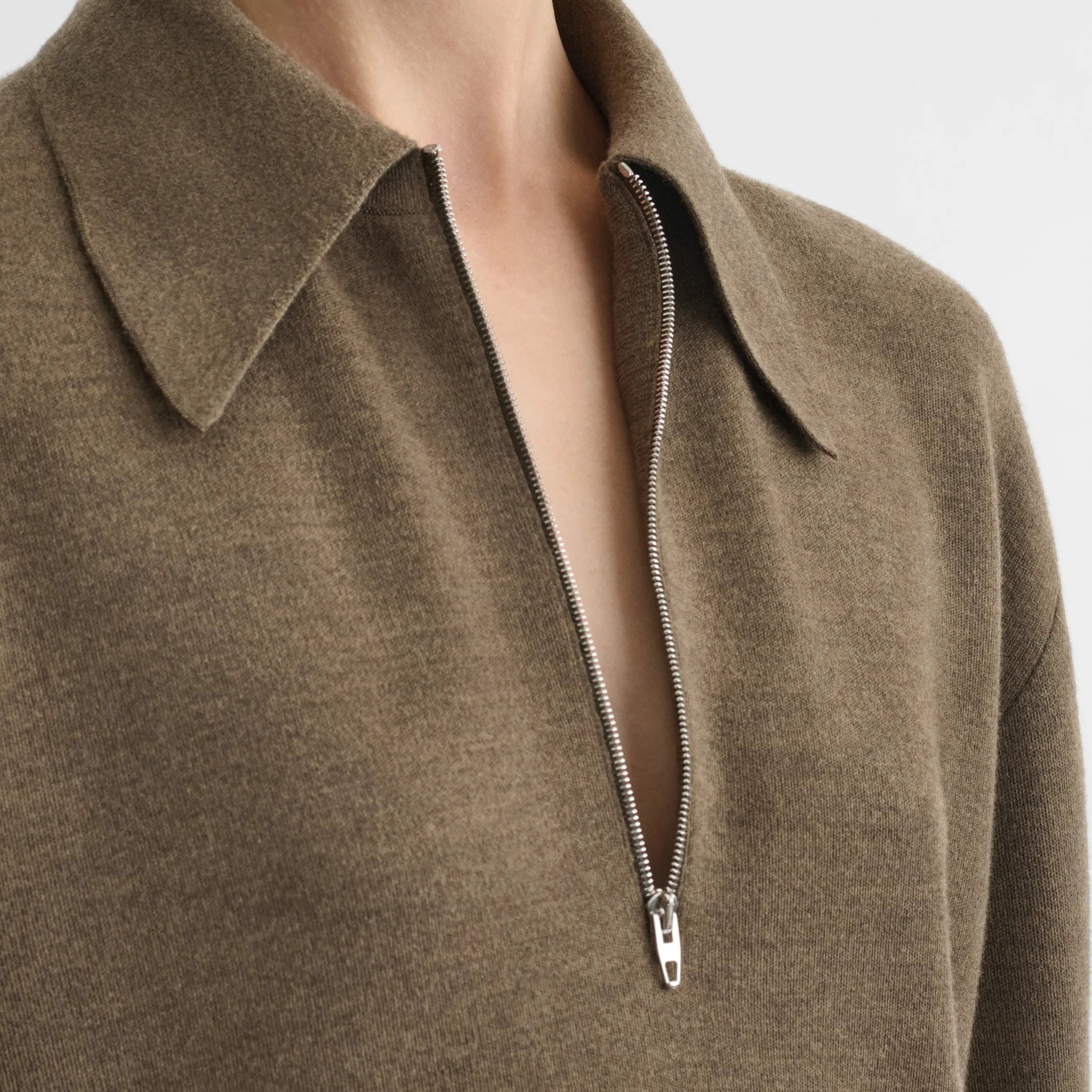 ZIP POLO | taupe-melange wool