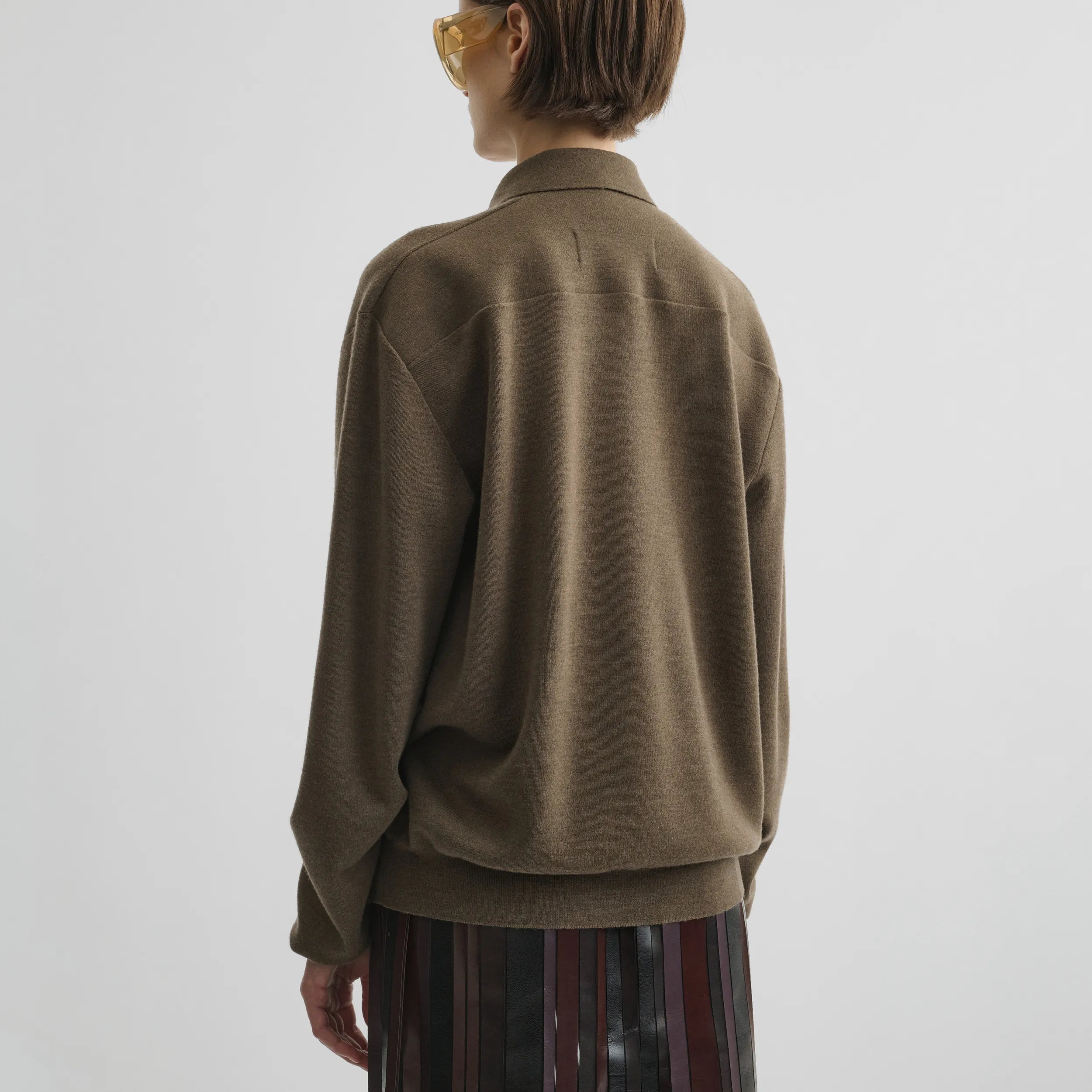 ZIP POLO | taupe-melange wool