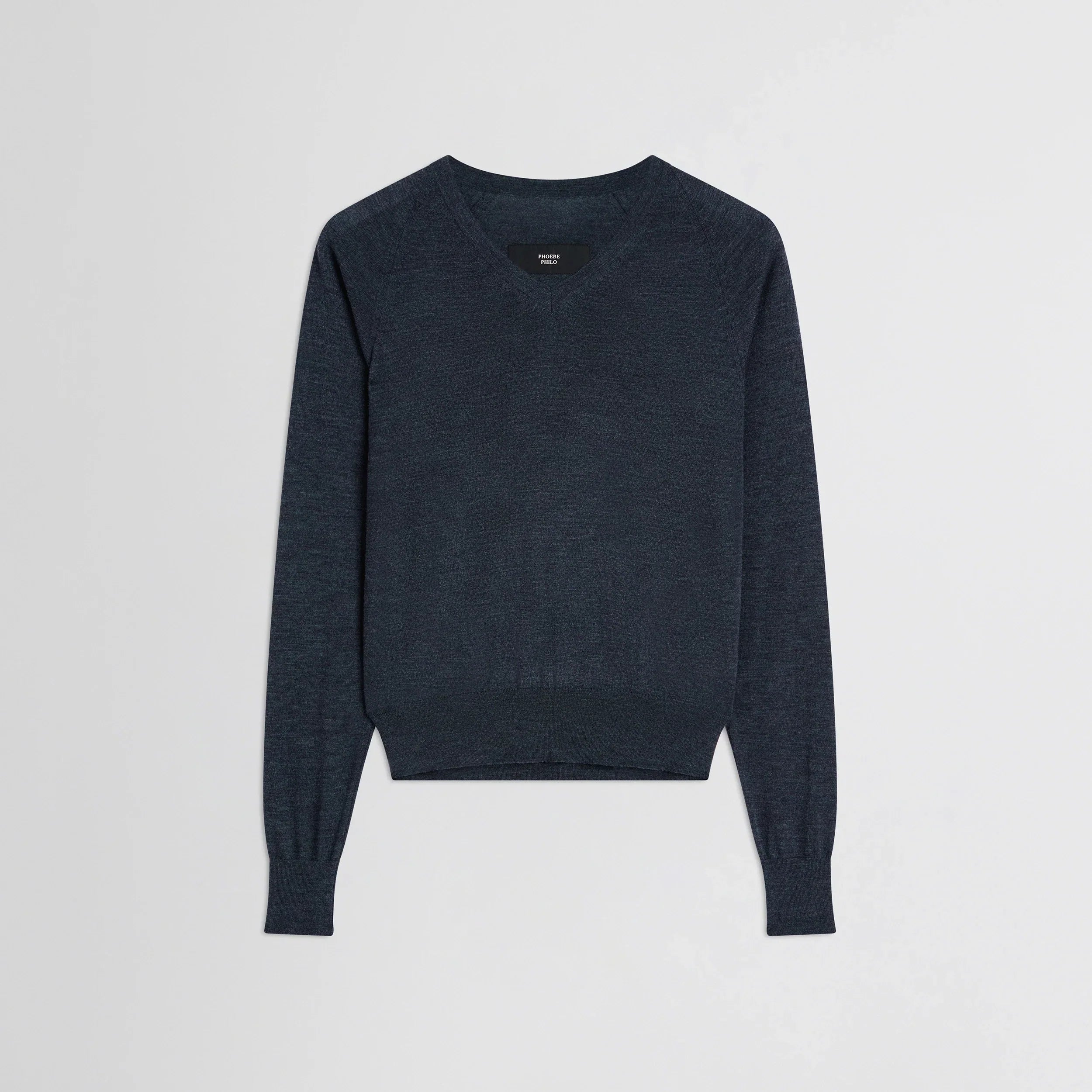 SHRUNK V-NECK | dark blue melange wool