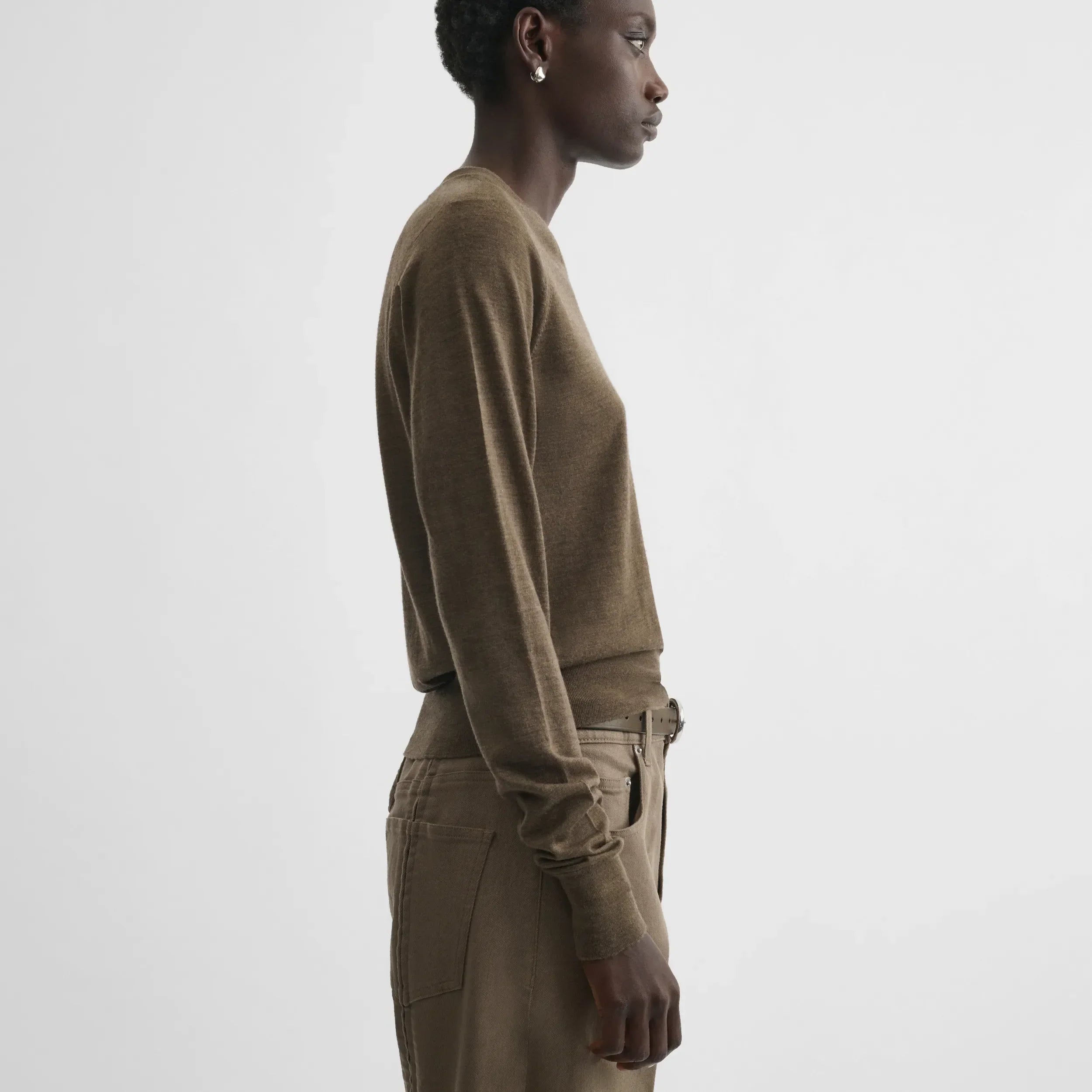SHRUNK V-NECK | taupe wool