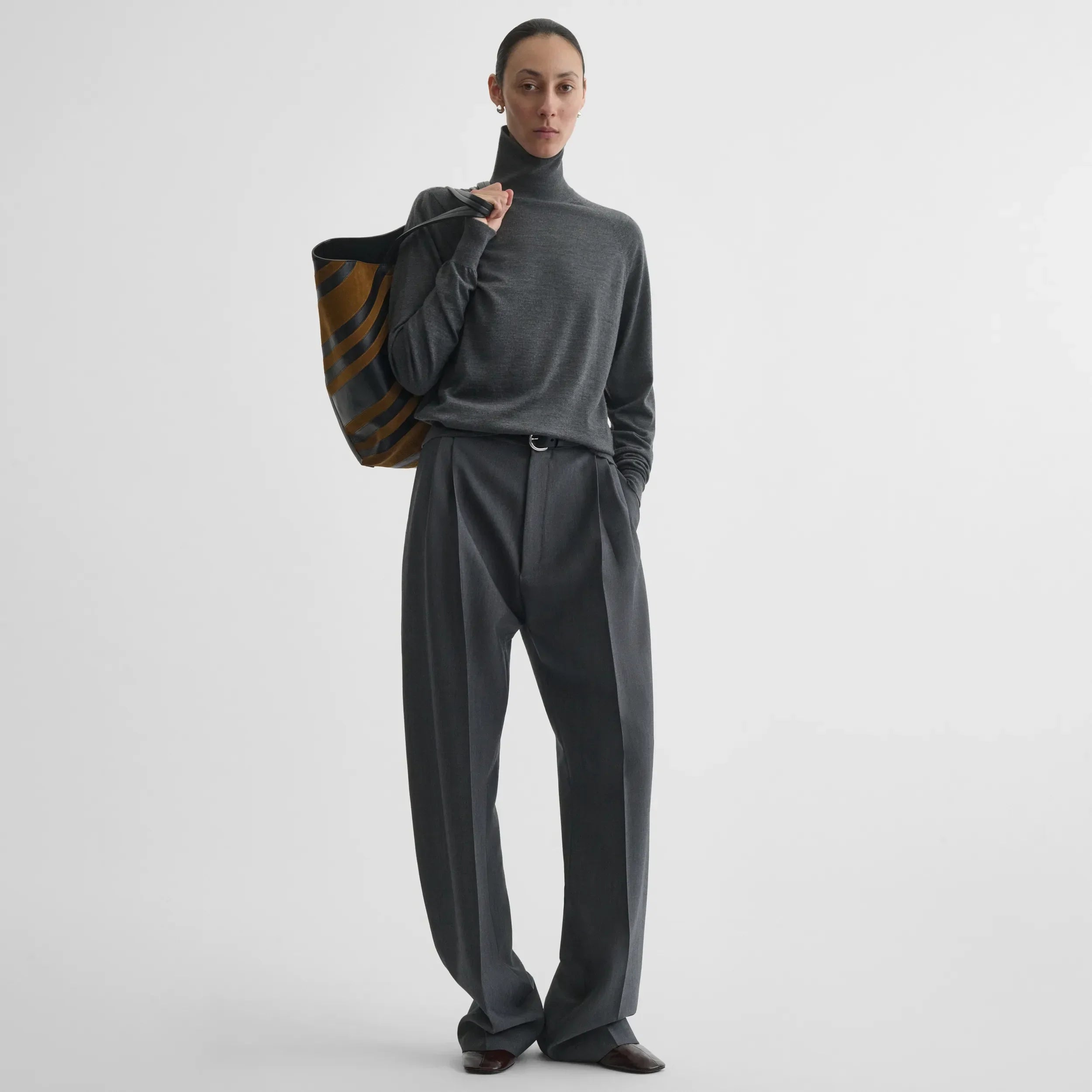 HIGH NECK JUMPER | anthracite melange wool