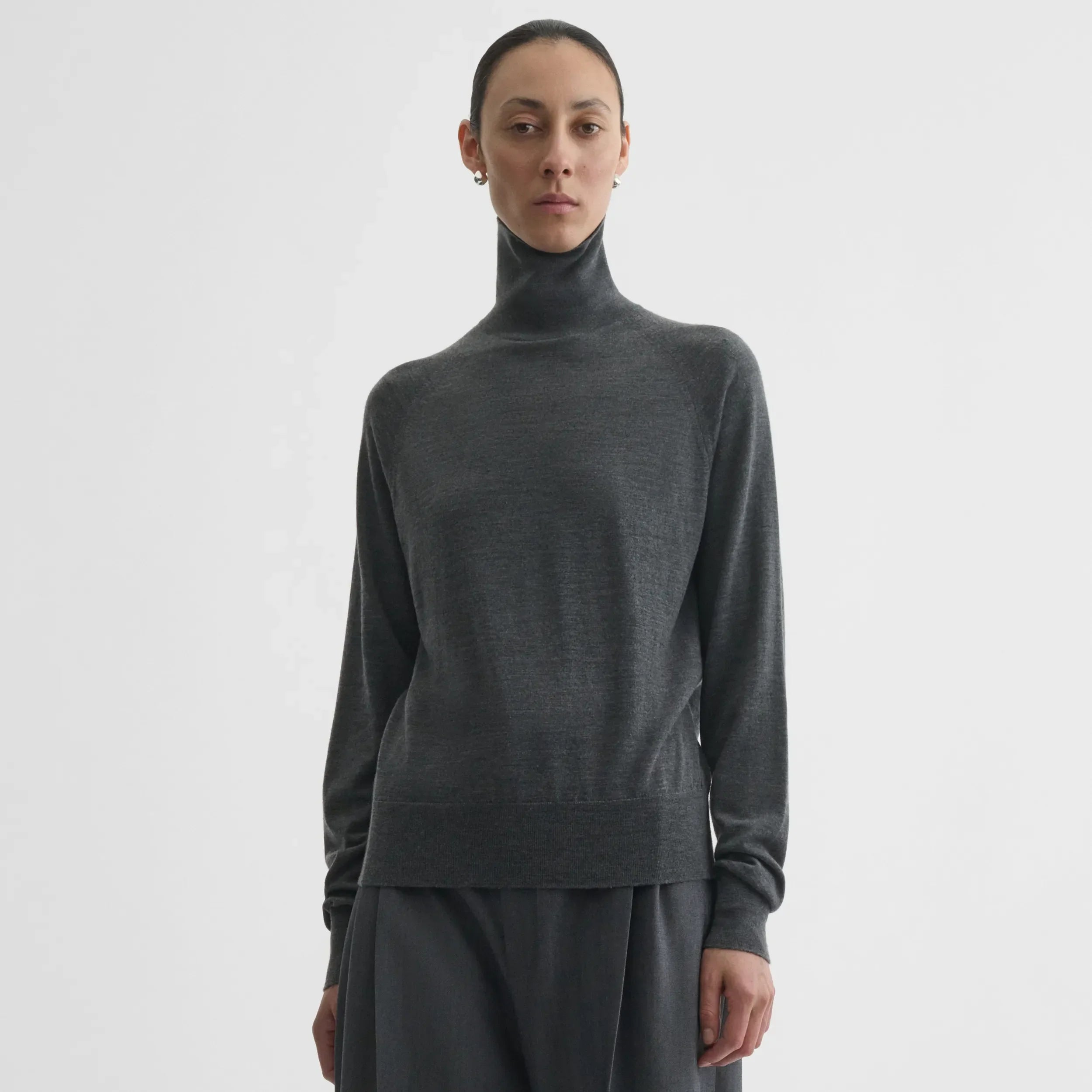 HIGH NECK JUMPER | anthracite melange wool