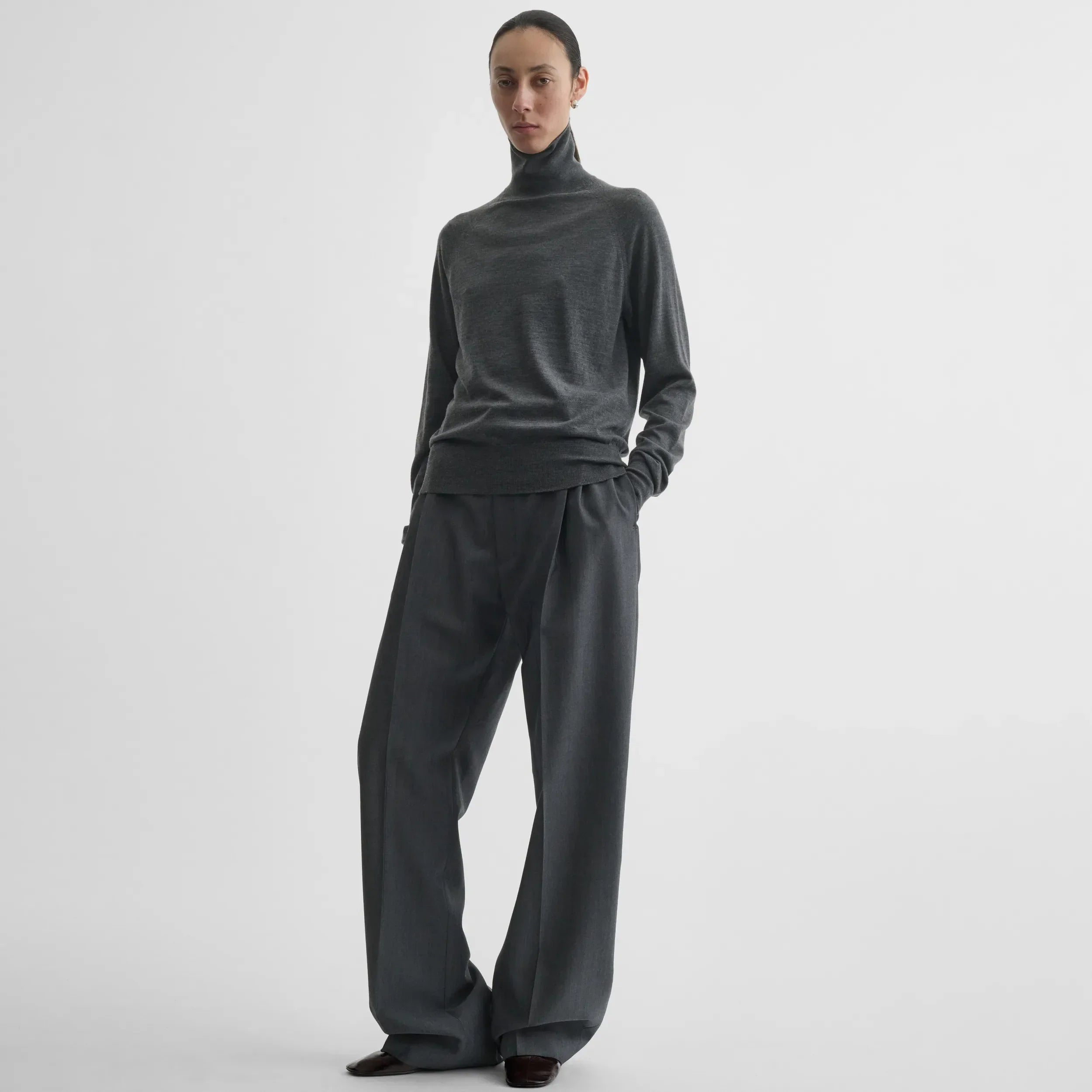 HIGH NECK JUMPER | anthracite melange wool