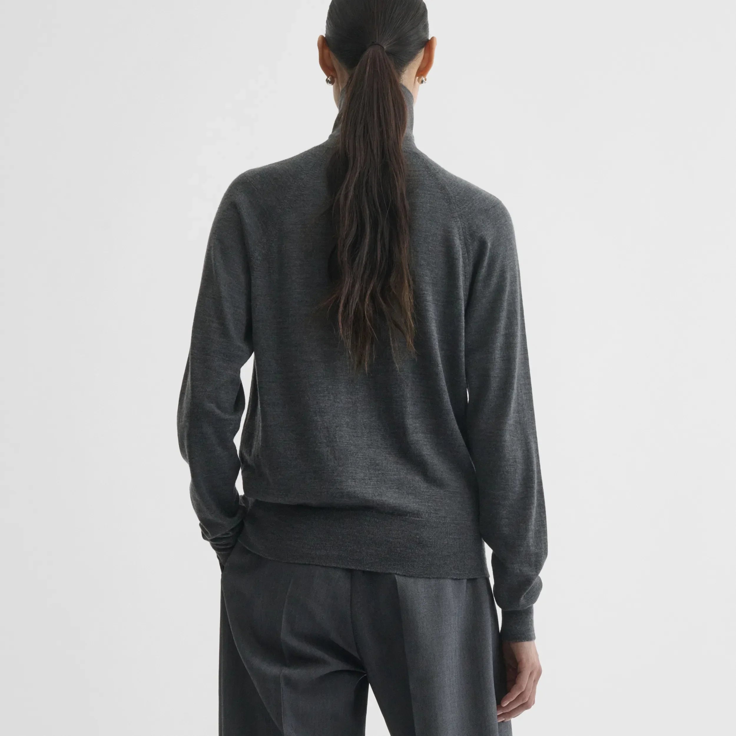 HIGH NECK JUMPER | anthracite melange wool