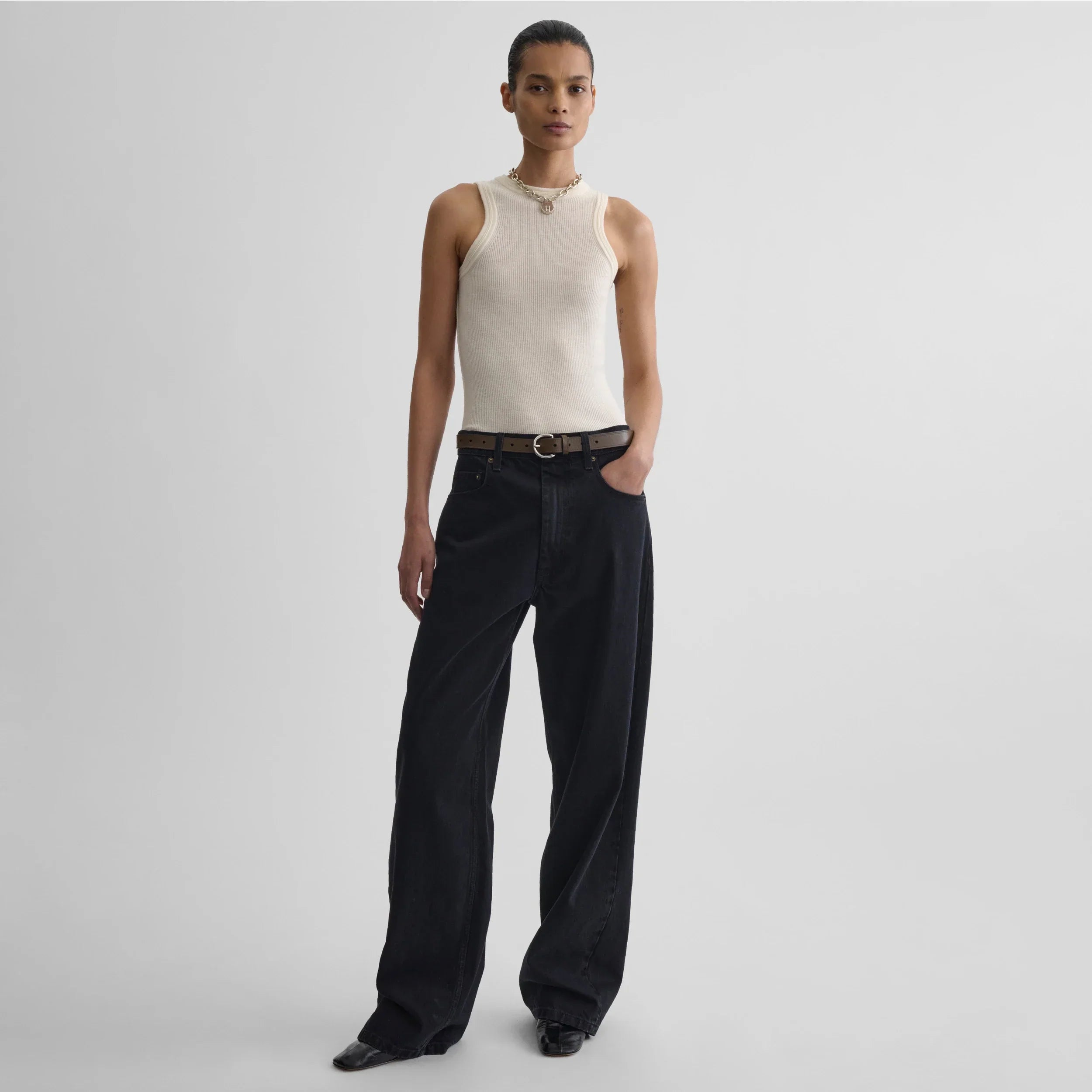 RIBBED TANK | cream wool