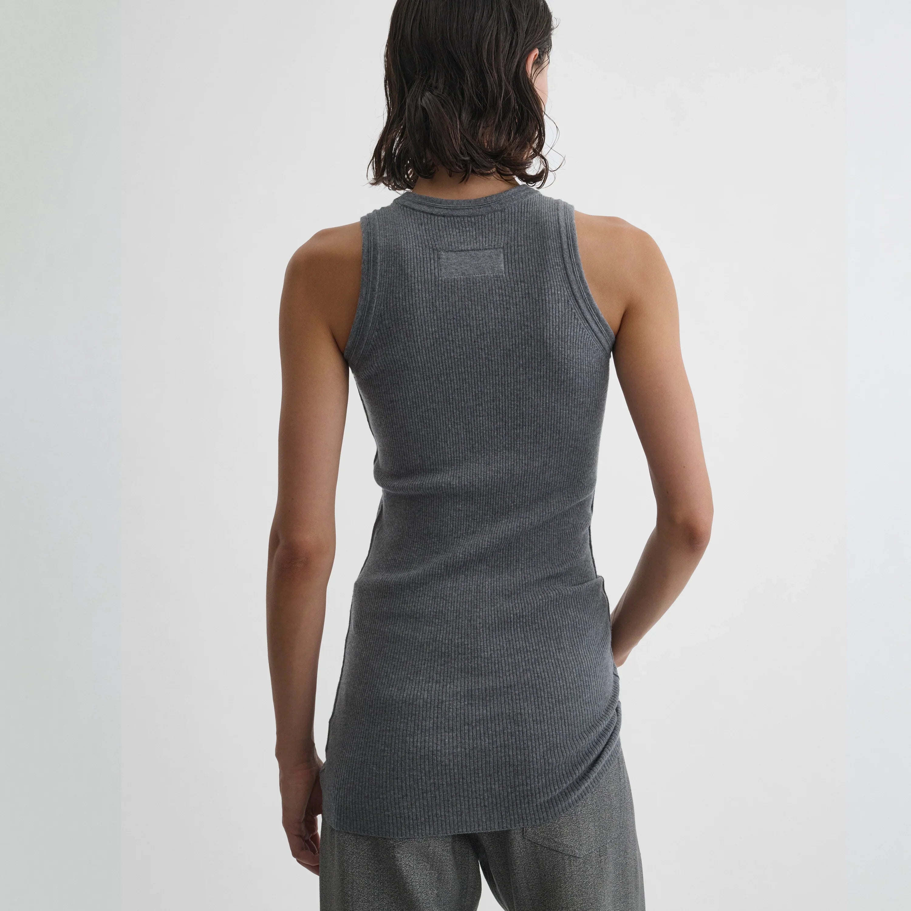 RIBBED TANK | grey wool