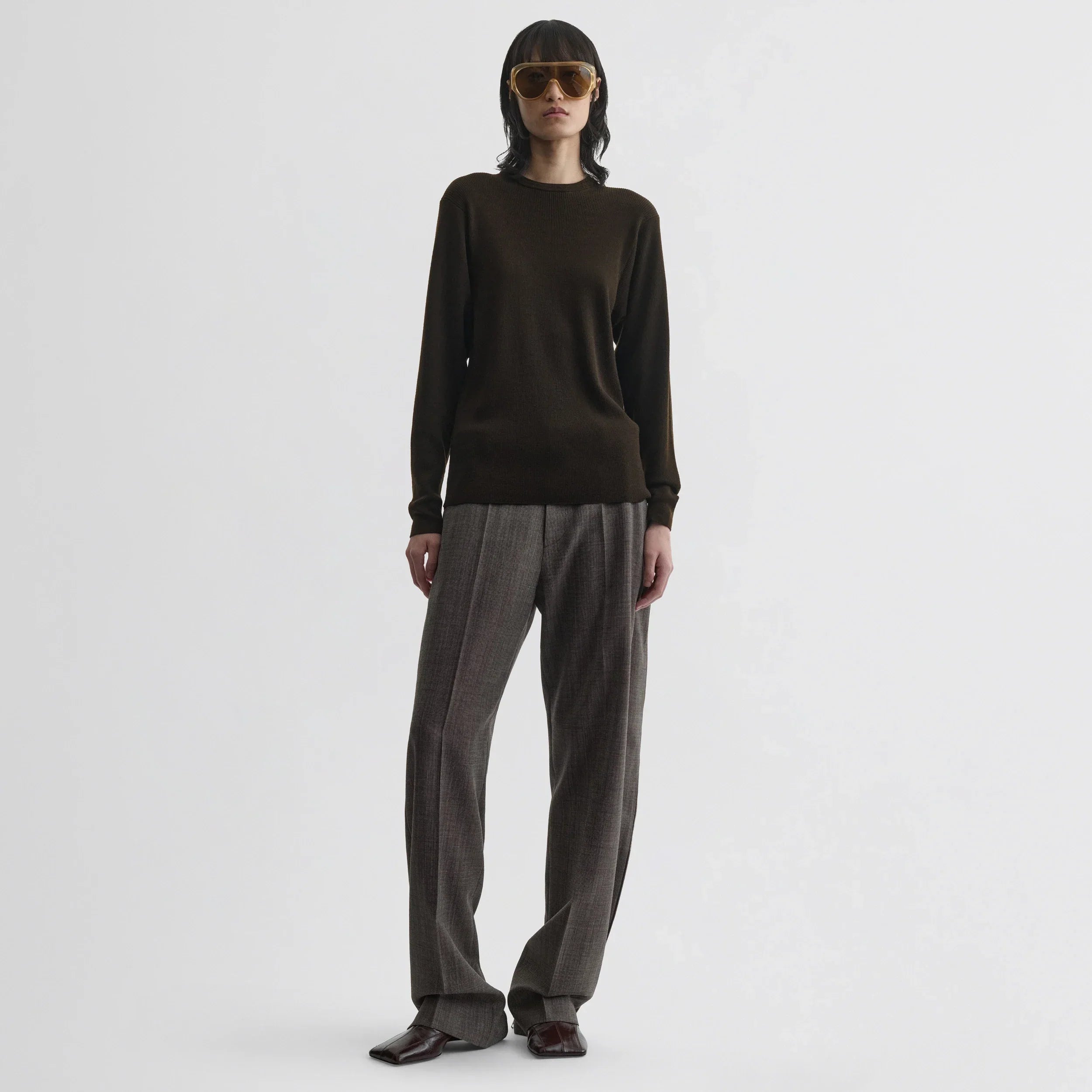 BATWING CREWNECK | dark khaki wool