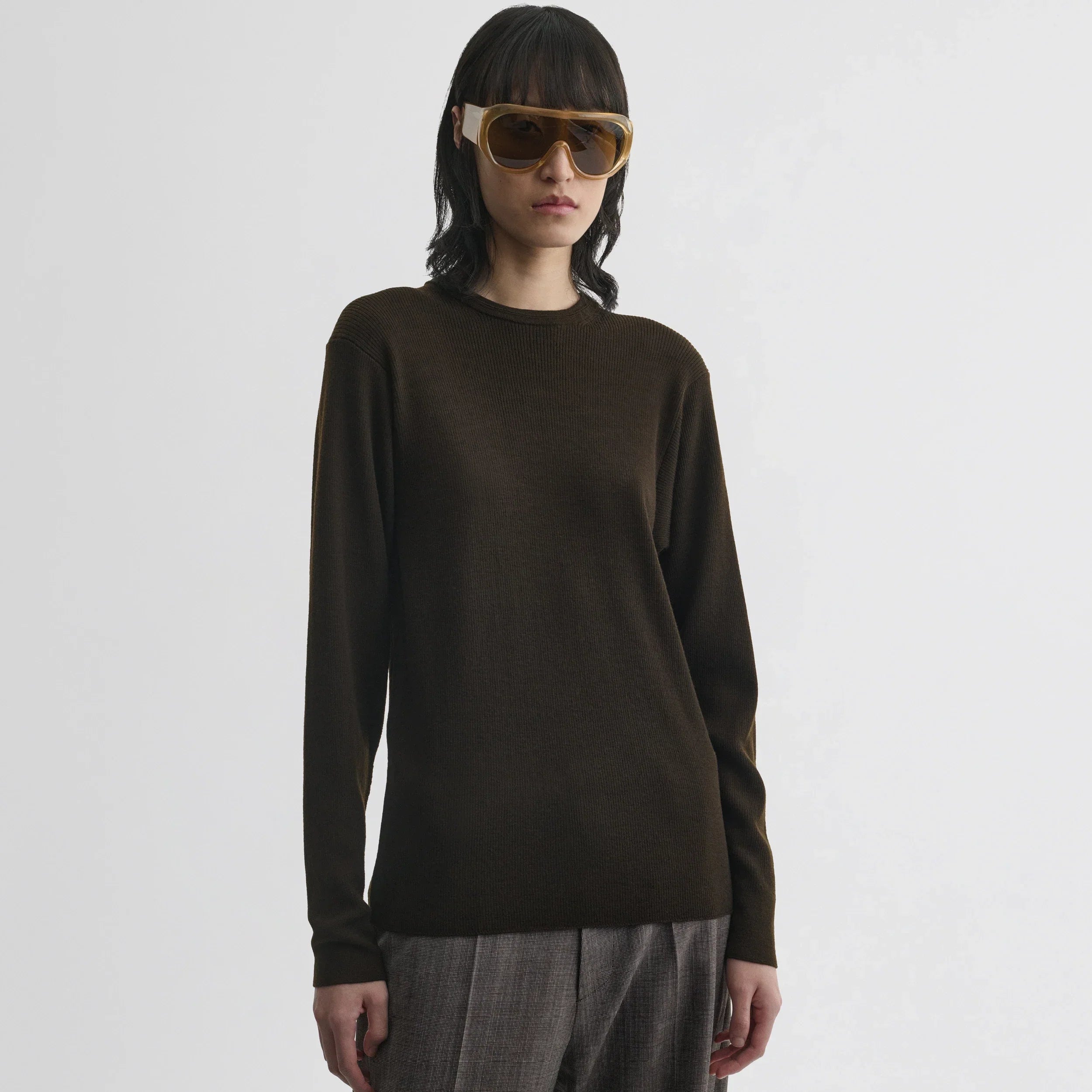 BATWING CREWNECK | dark khaki wool
